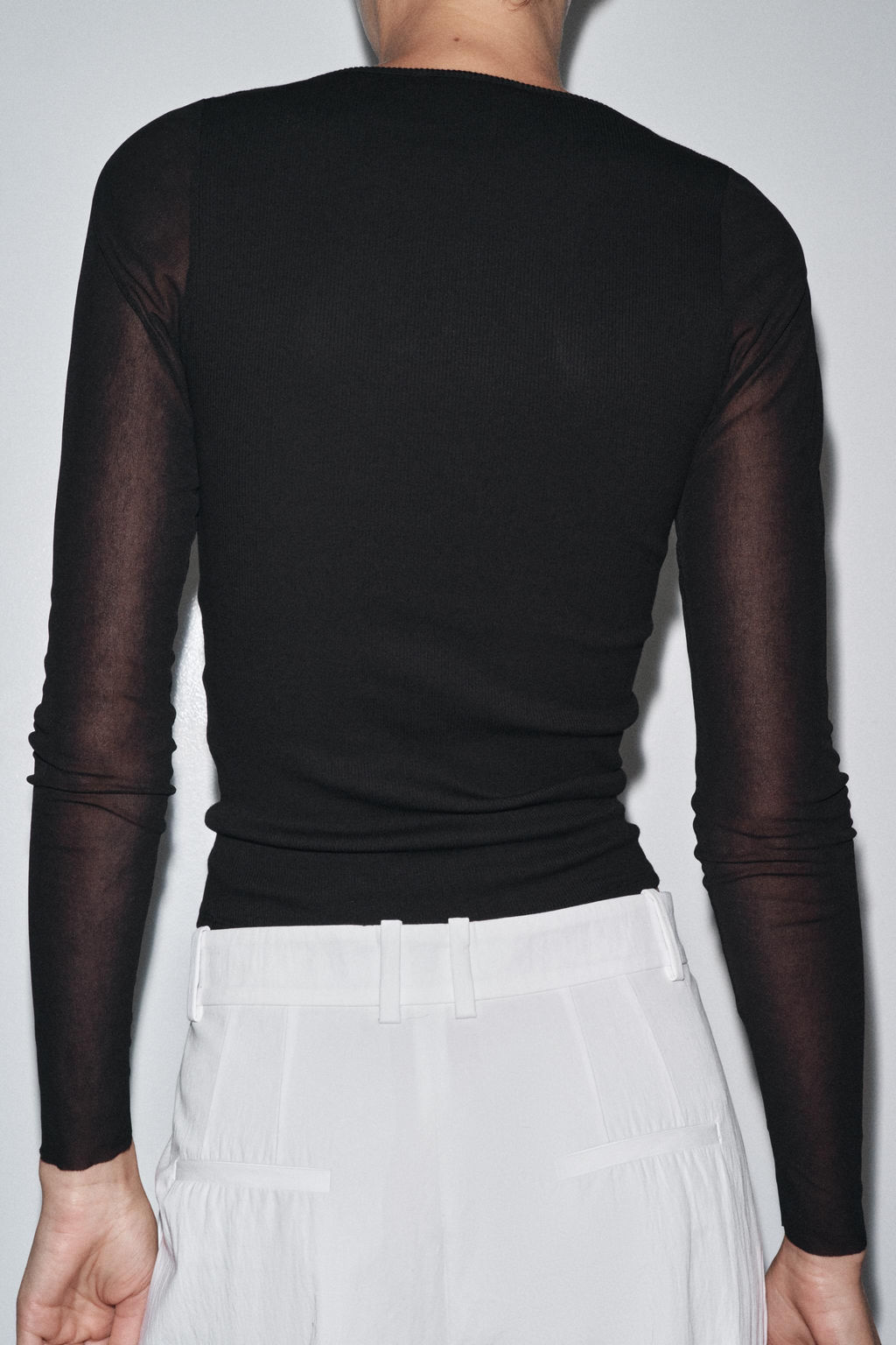 SEMI-SHEER COMBINED T-SHIRT - Zara фото 10