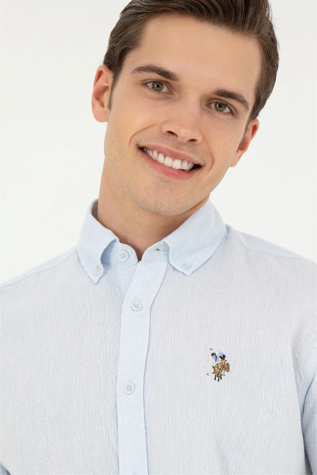 Мужская голубая рубашка с длинным рукавом - U.s. polo assn фото 2