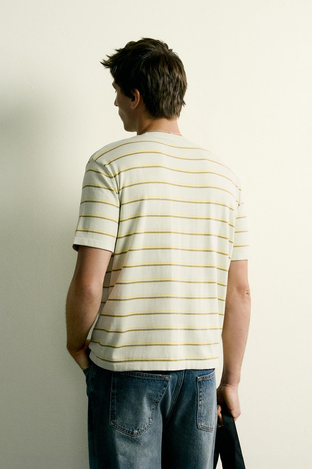 CAMISETA PUNTO REGULAR FIT RAYAS / Verde agua - Zara фото 3