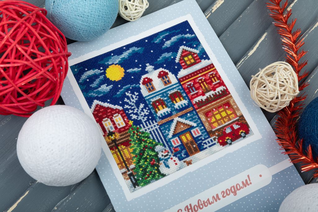 Набор для вышивания PANNA OT-7368 Открытка. Зимний городок 11.5 х 12 см