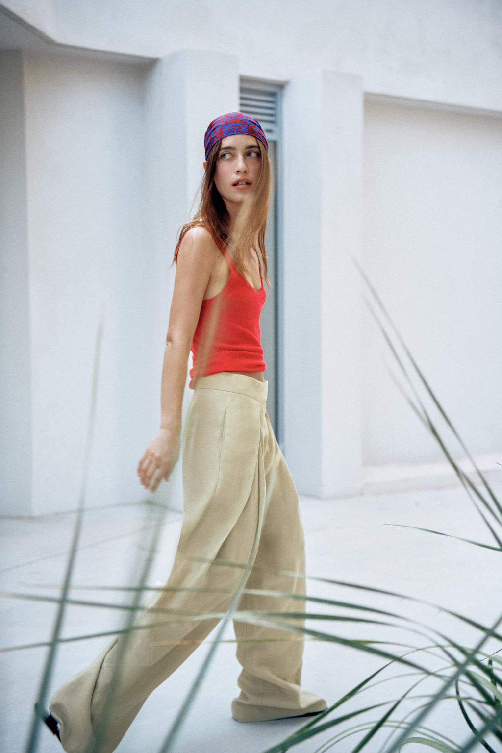 PANTAL?N WIDE LEG PLIEGUES ZW COLLECTION / Verde Oliva