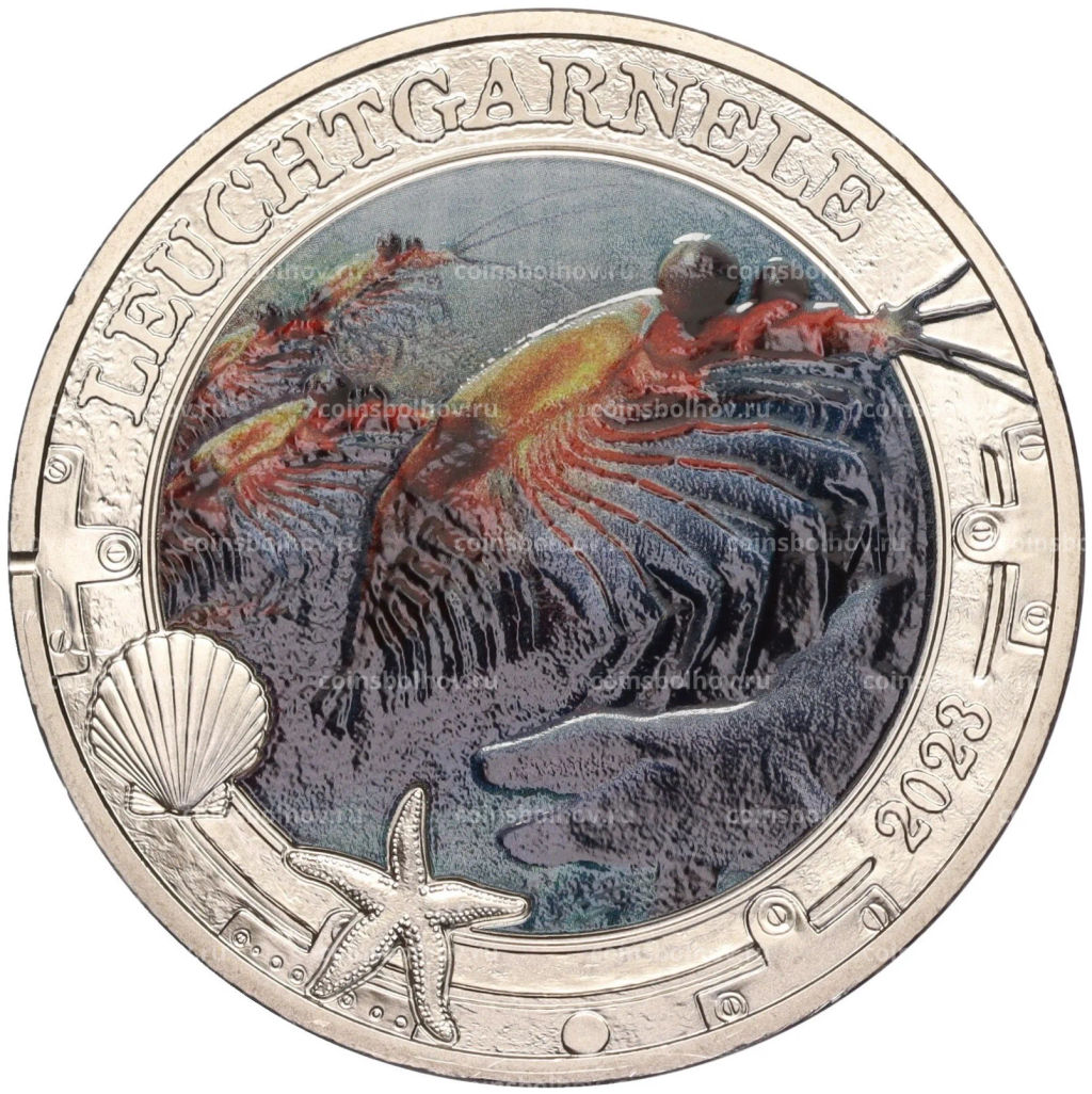 3 евро 2023 года Австрия Светящаяся морская жизнь Антарктический криль