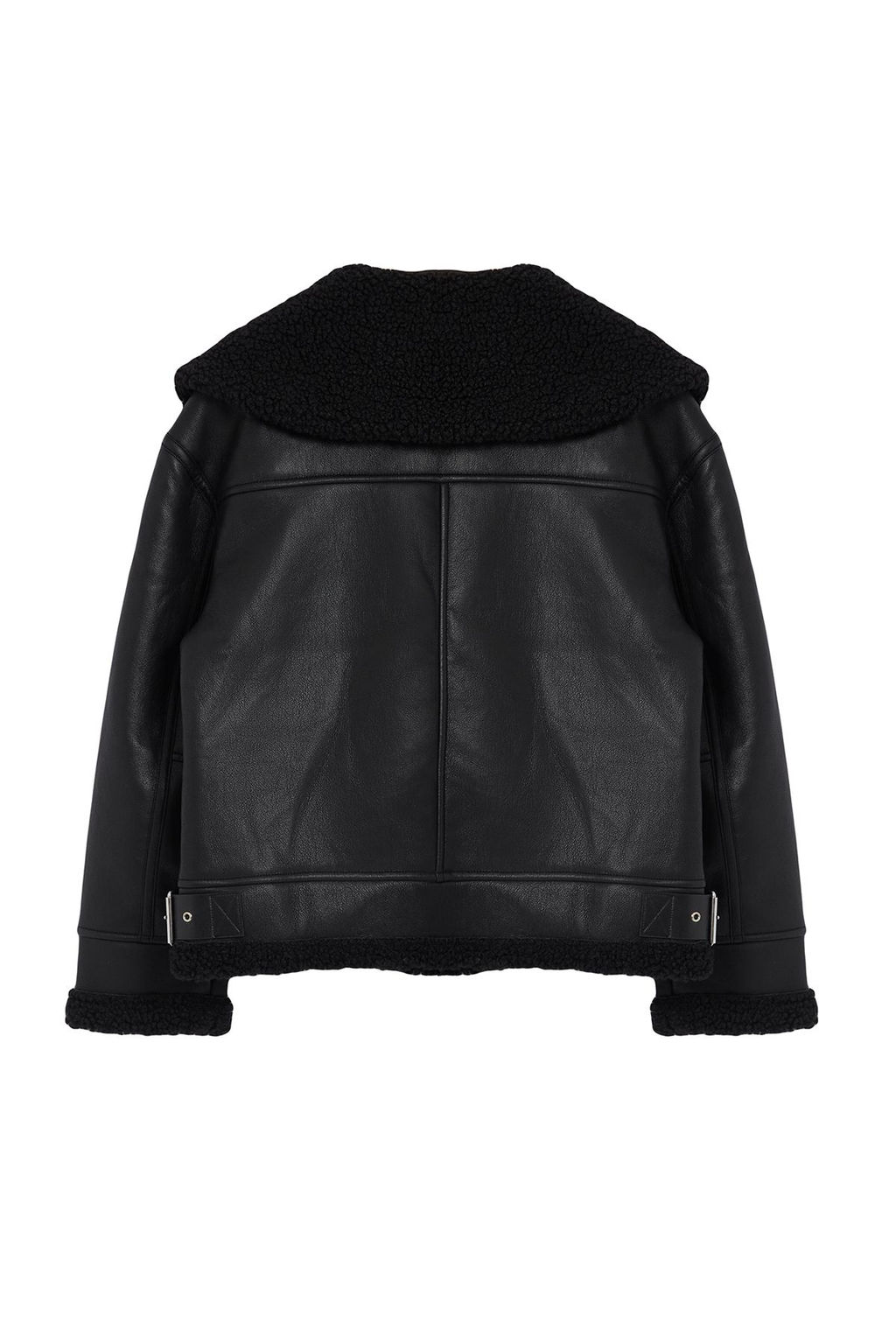 Siyah Regular Kal?p Pelus Detayl? Suni Deri Biker Ceket Mont TWOAW25MO00037 - Trendyolmilla фото 14