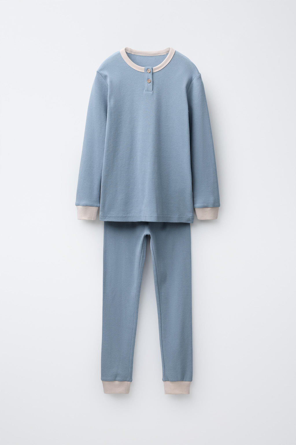 6-14 YEARS/CONTRAST RIBBED PYJAMAS