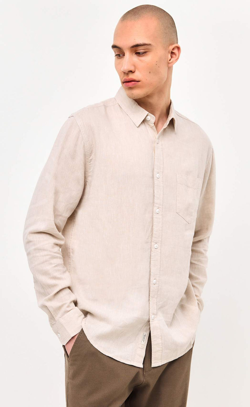 Рубашка д/р лен F111-0450-1 beige - Fine joyce фото 8