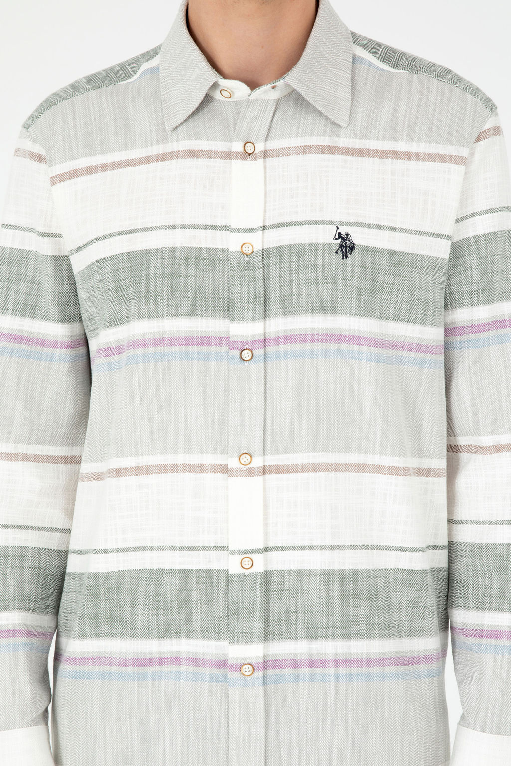 Мужская рубашка цвета хаки с длинным рукавом - U.s. polo assn фото 13
