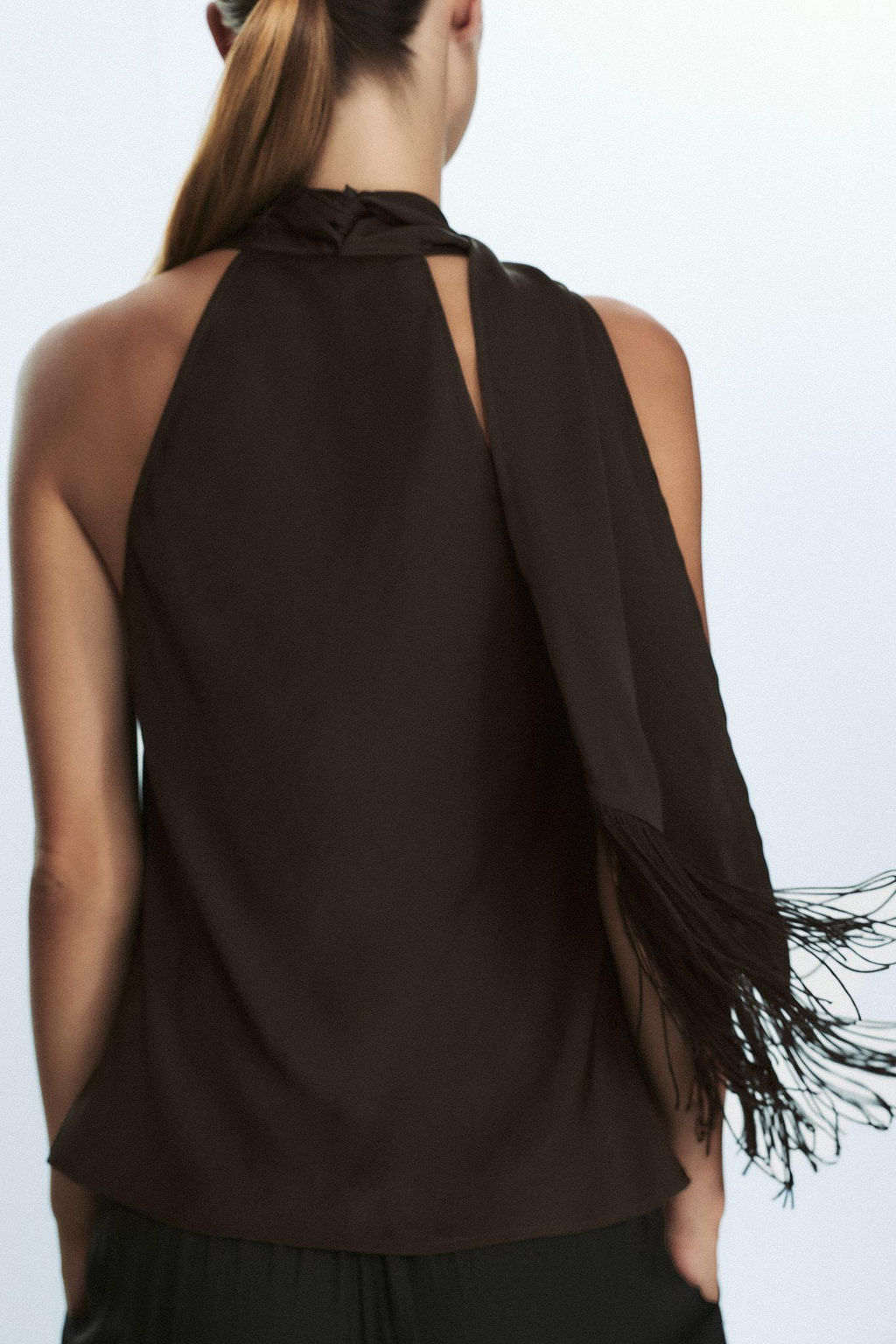 SATIN TOP WITH FRINGING - Zara фото 4