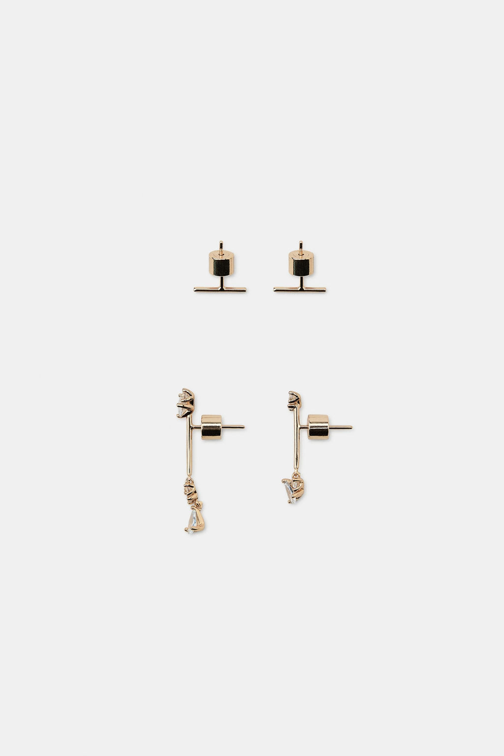 PACK OF MINIMALIST RHINESTONE EARRINGS - Zara фото 3