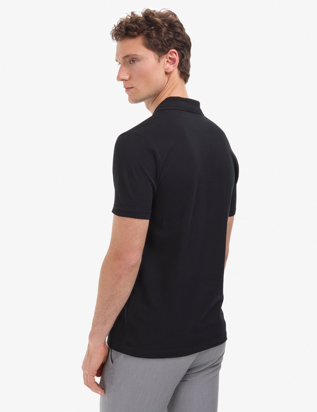 Siyah Slim Fit %100 Pamuk D__meli Polo Yaka Basic Ti__rt