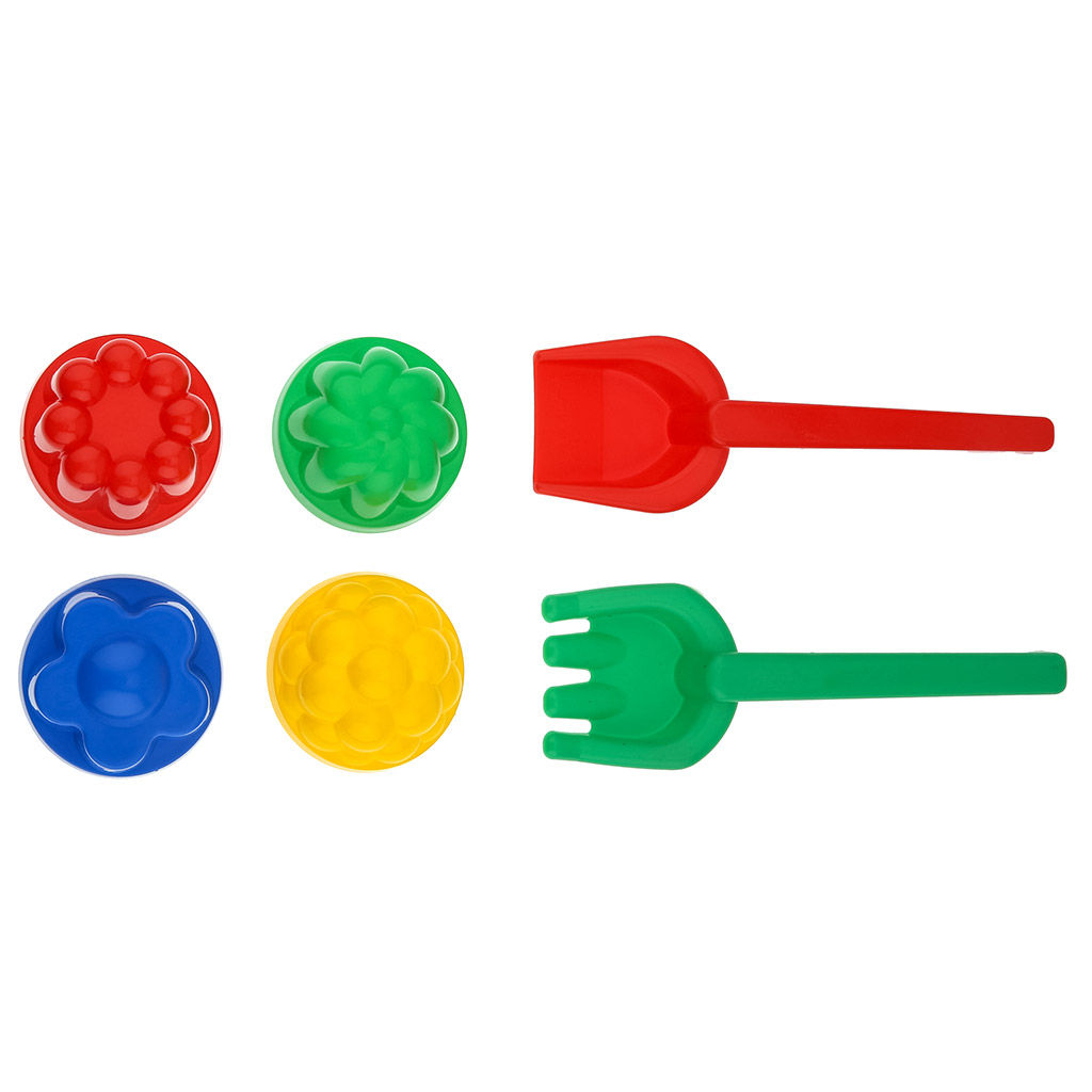 Игрушка "Набор №2 "Ассорти": ведерко, совочек, грабли, формочки 4шт, полипропилен (Россия)
