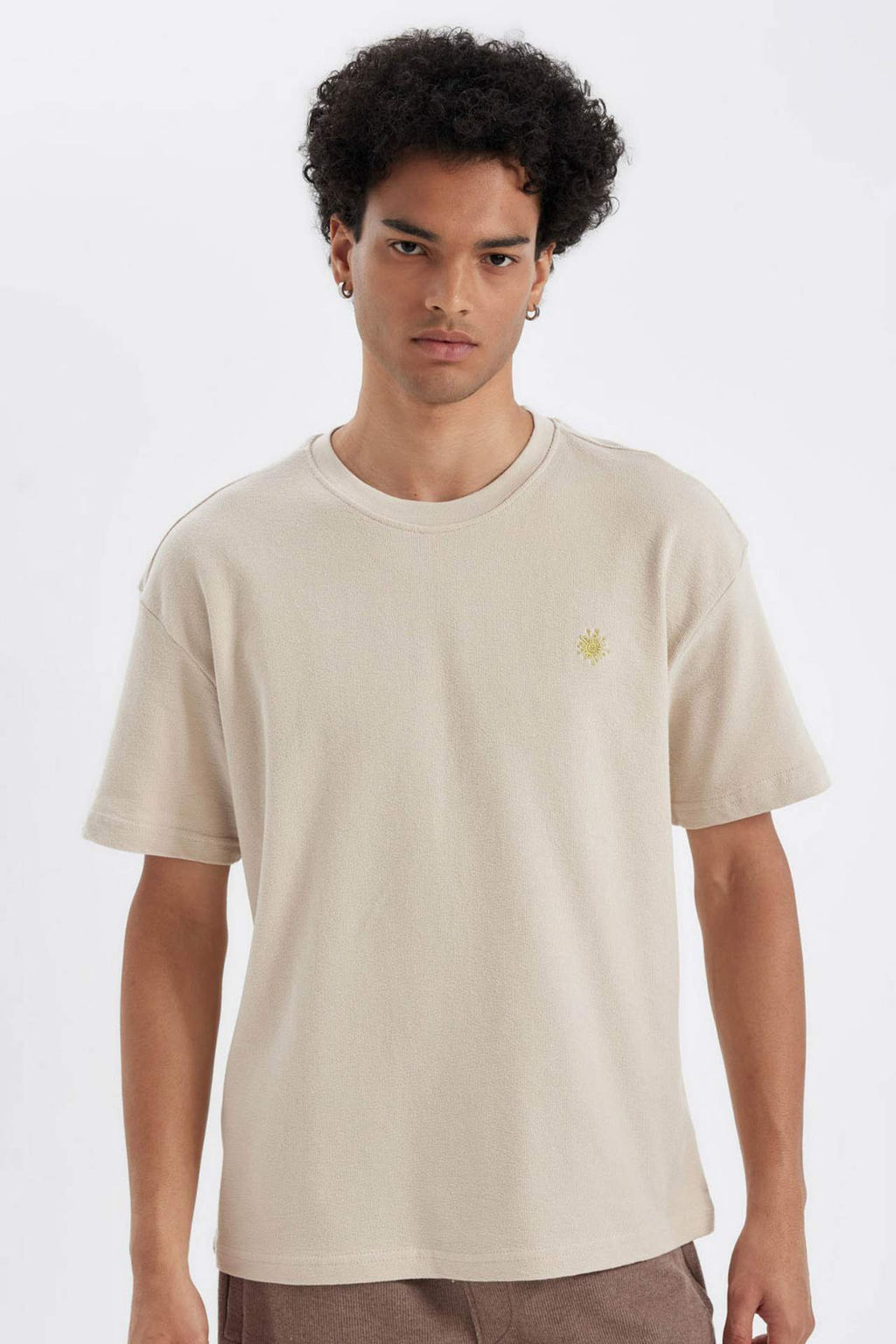 Oversize Genis Kal?p Bisiklet Yaka Bask?l? Pamuklu K?sa Kollu Tisort - Defacto фото 7