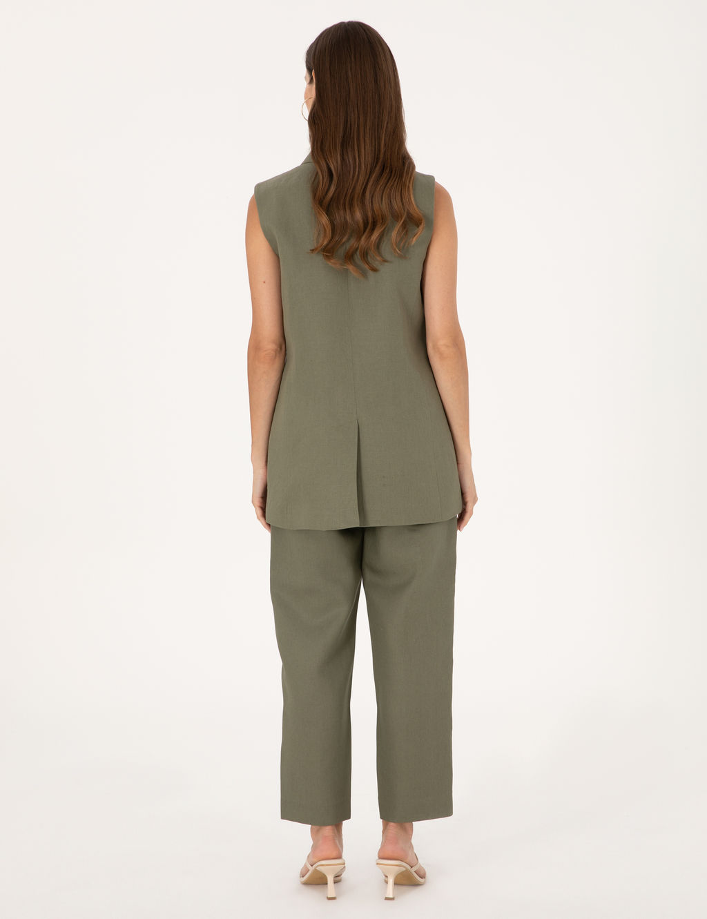 Haki Carrot Fit Keten Pantolon