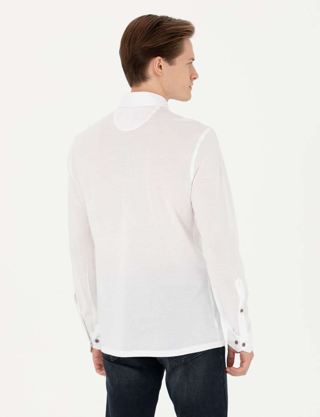 Beyaz Slim Fit Uzun Kollu G_mlek