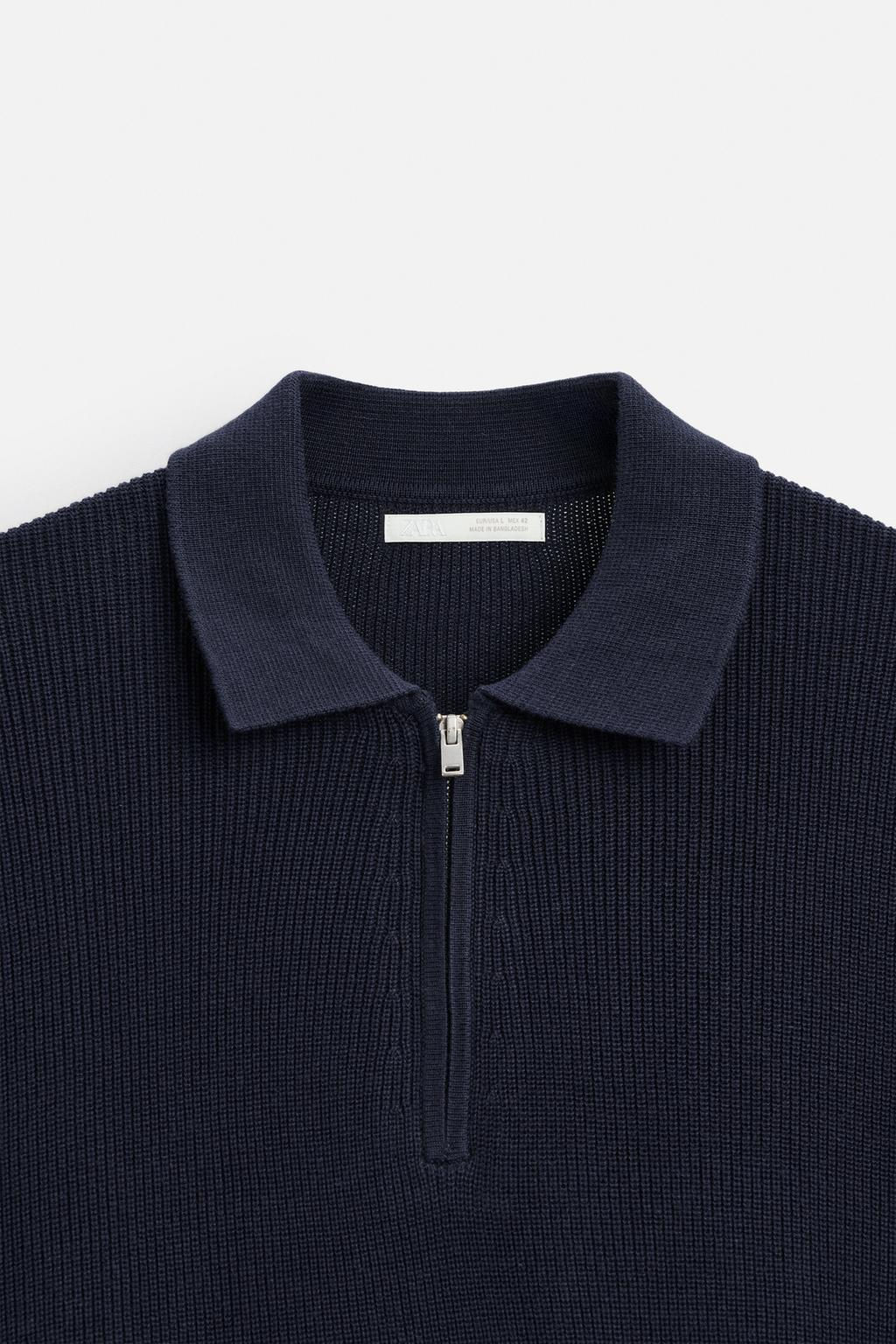 PEARL KNIT POLO SHIRT WITH ZIP - Zara фото 9