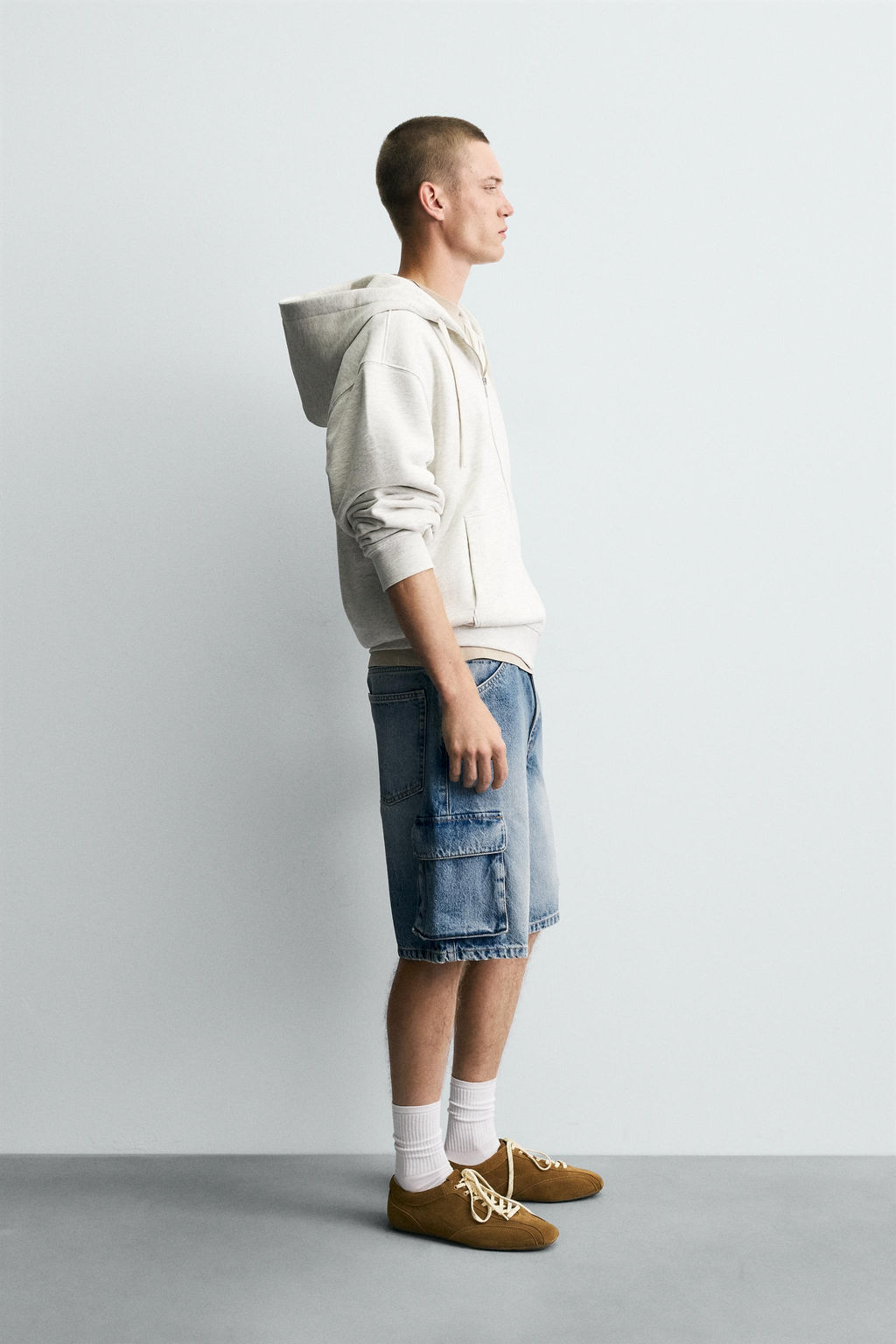DENIM CARGO BERMUDA SHORTS - Zara фото 4