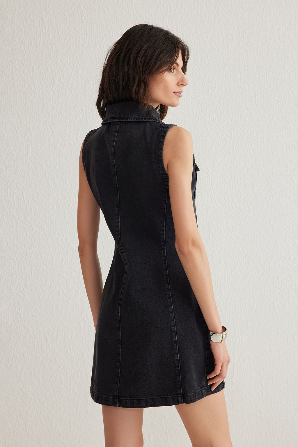 TRENDYOLMILLA Siyah Fermuar Detayl? Dik Yaka Mini Denim Elbise TWOSS25EL00148 фото 5