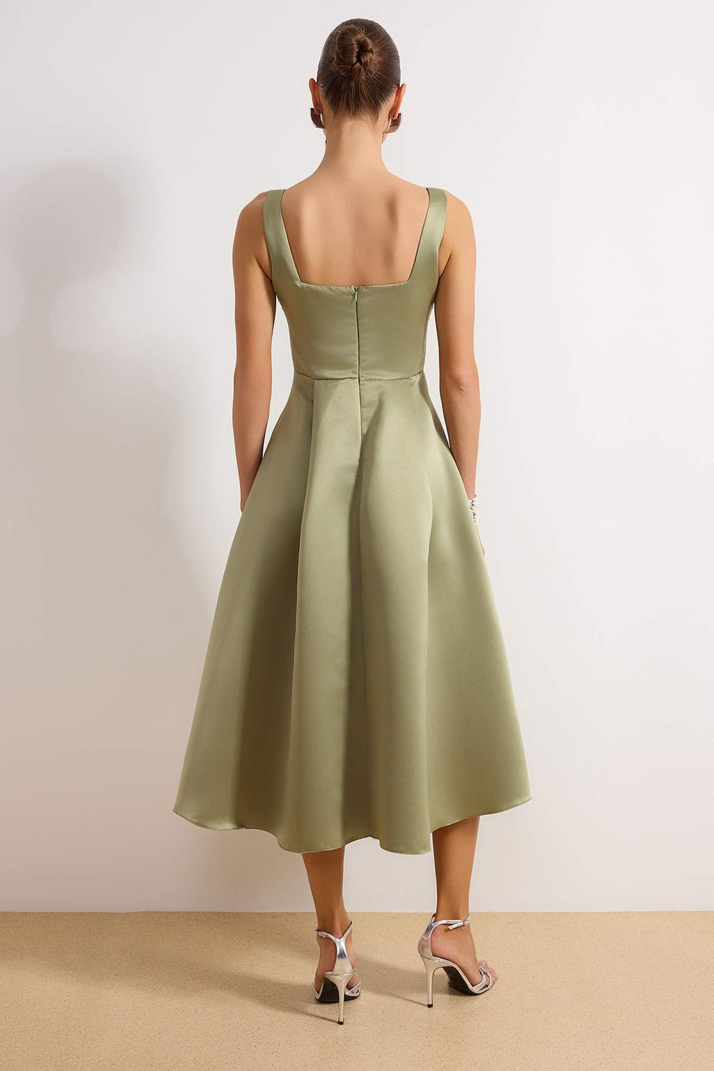 Yag Yesil A-Kesim Saten Dokuma S?k Abiye Gece Mezuniyet Elbisesi TPRAW25EL00040