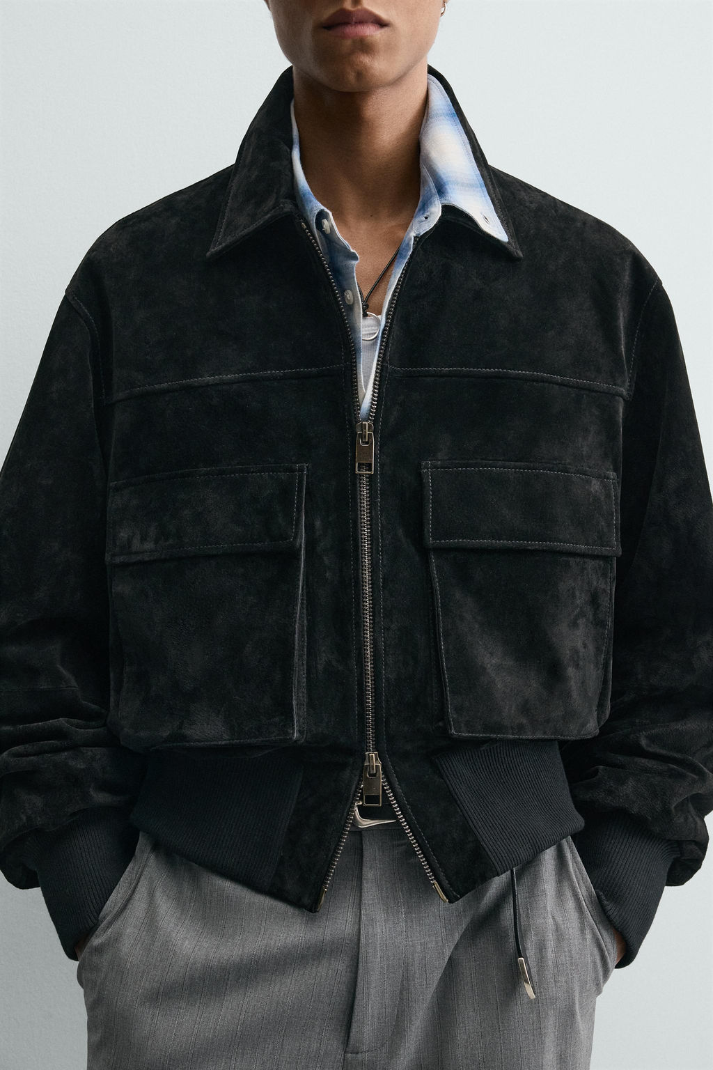 CAZADORA CROPPED FIT PIEL SERRAJE / Negro - Zara фото 5