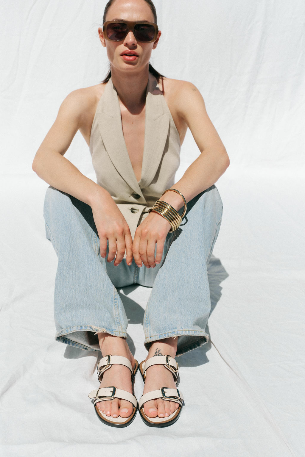 DOUBLE-STRAP BUCKLE SANDALS - Zara фото 6