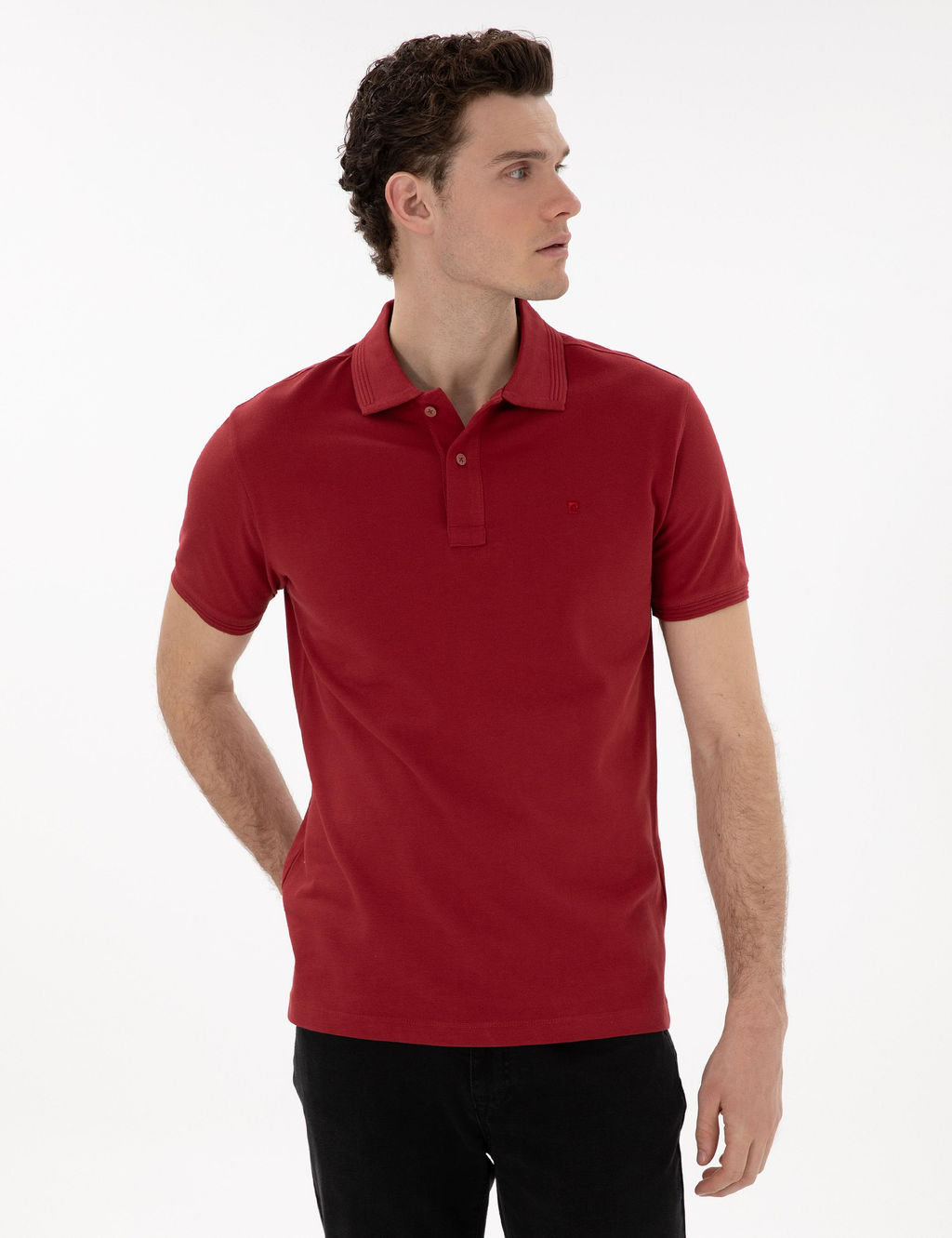 Nar _i_e_i Slim Fit K_vr_lmaz Polo Yaka Basic Ti__rt