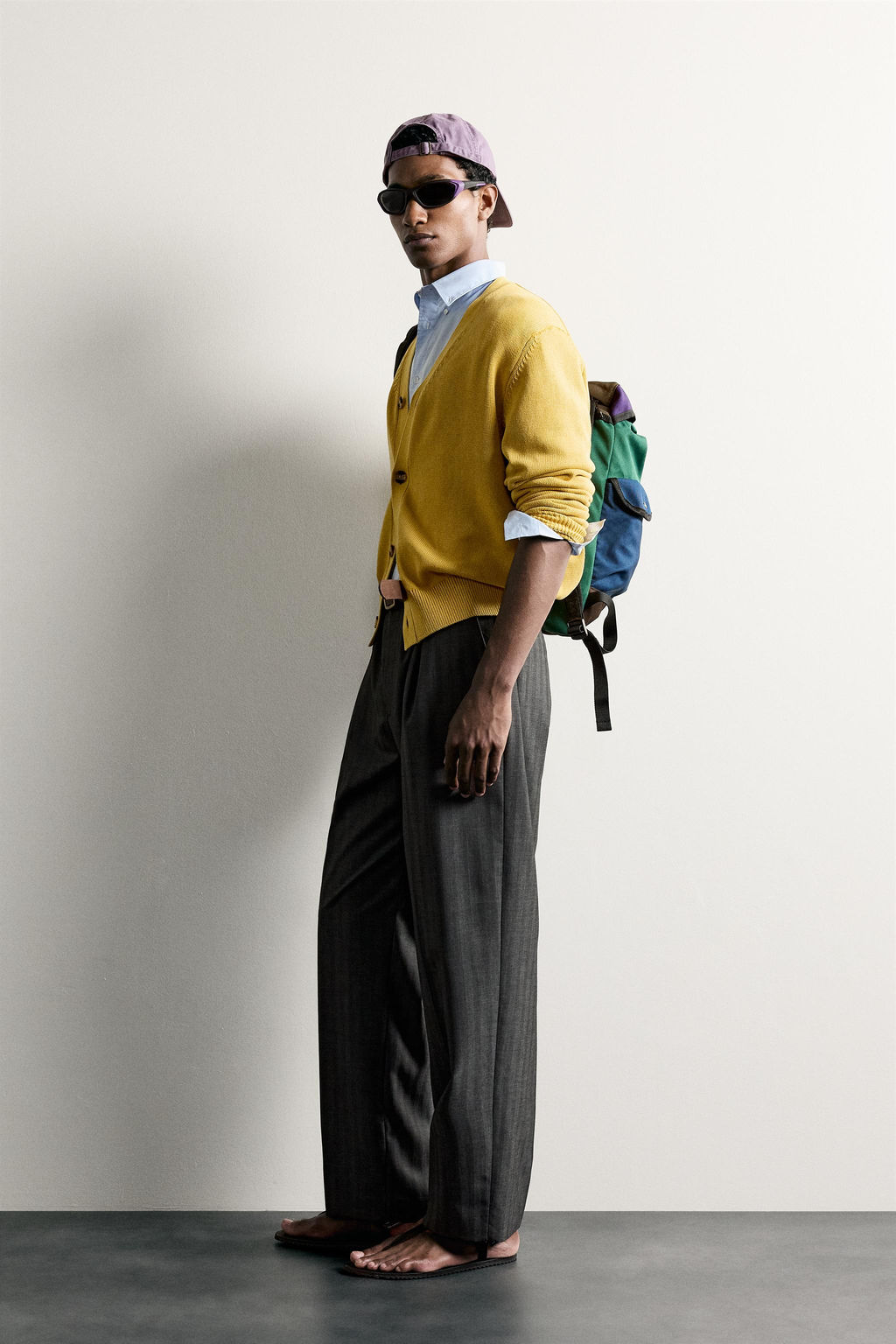 PANTAL?N RELAXED FIT PLIEGUES RAYAS / Gris - Zara фото 4