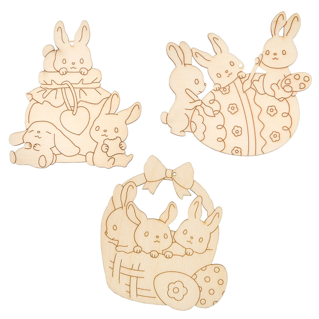 Заготовка для декорирования Mr. Carving ВД-1223 Набор подвесок Зайчики фанера 9 х 9 х 0.3 см