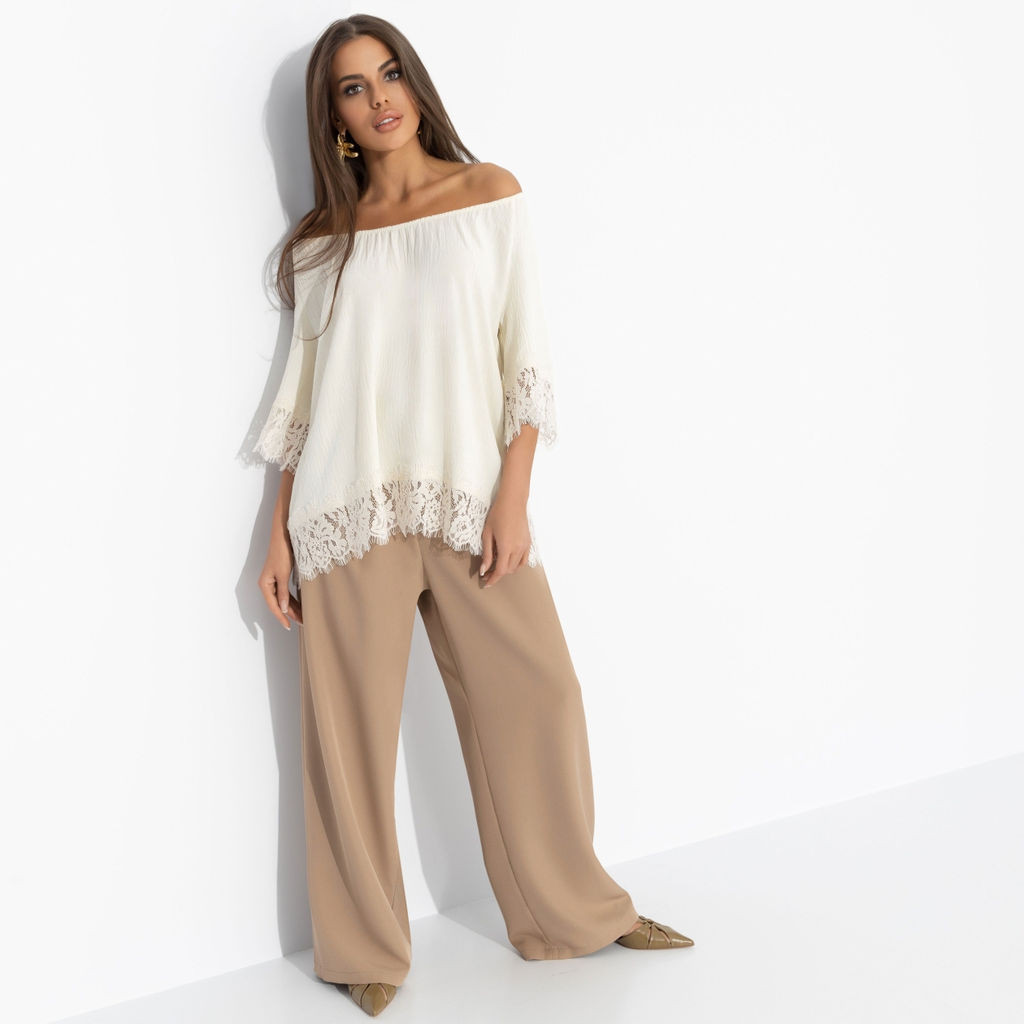 Блуза свободного кроя с кружевом, Путешествие в Прованс (нежная) - Charutti фото 14