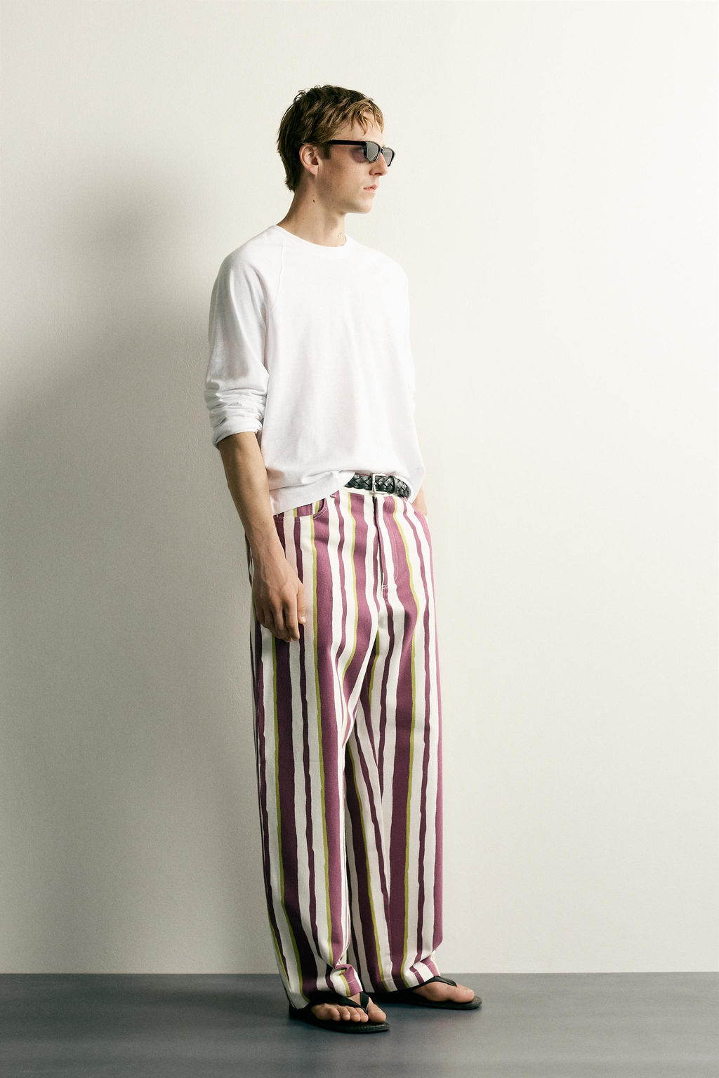 PANTAL?N STRAIGHT FIT RAYAS / Morado - Zara фото 4