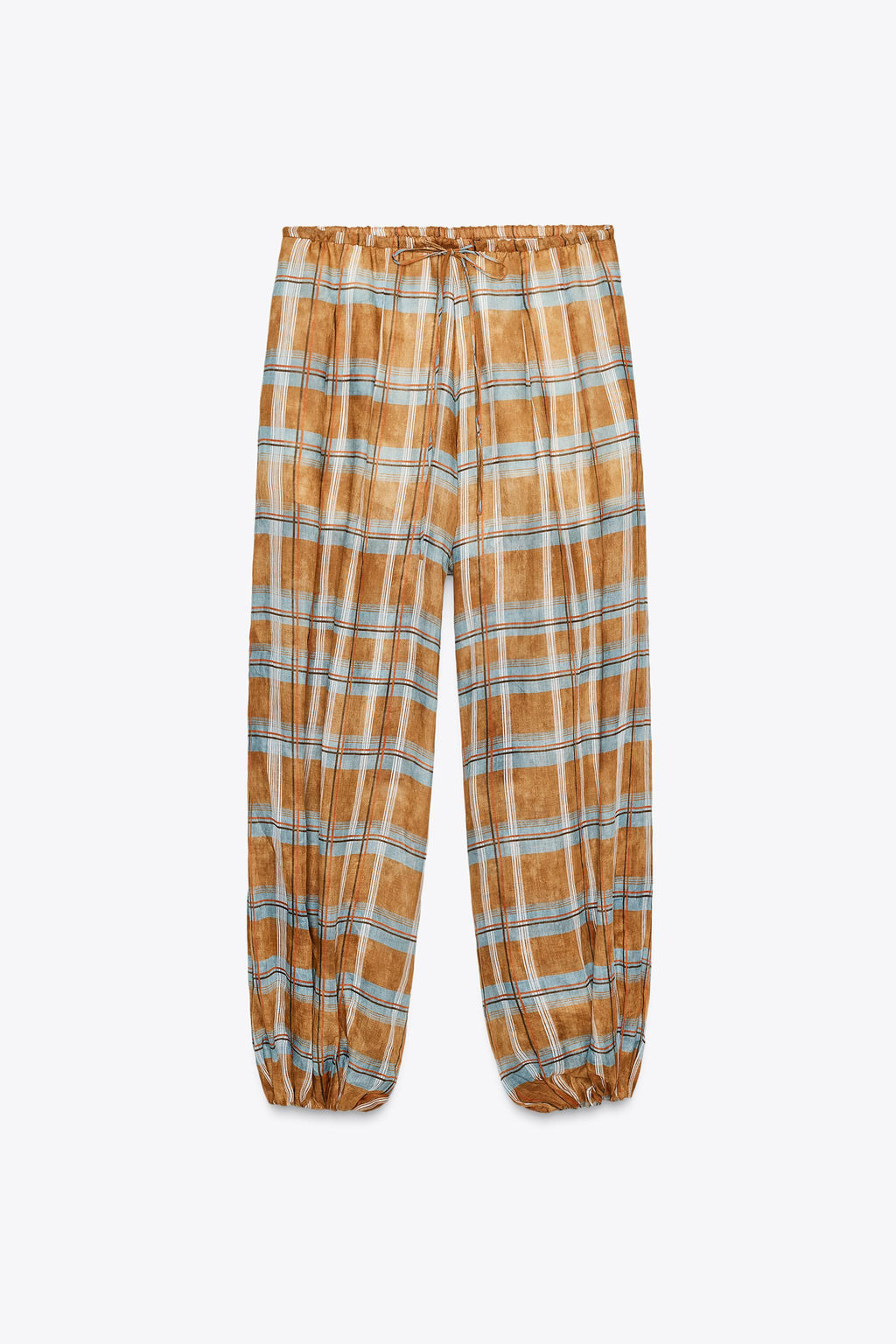 ZW COLLECTION RAMIE CHECK BALLOON TROUSERS - Zara фото 11