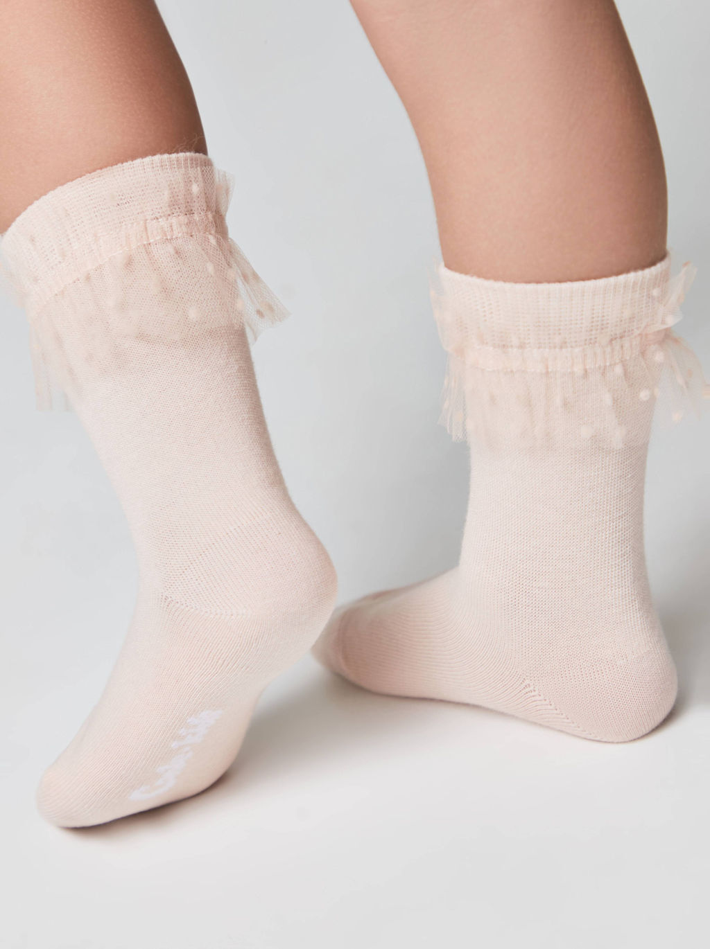 Цена за 2 пары CONTE-KIDS Носки TIP-TOP с лентой из фатина персик
