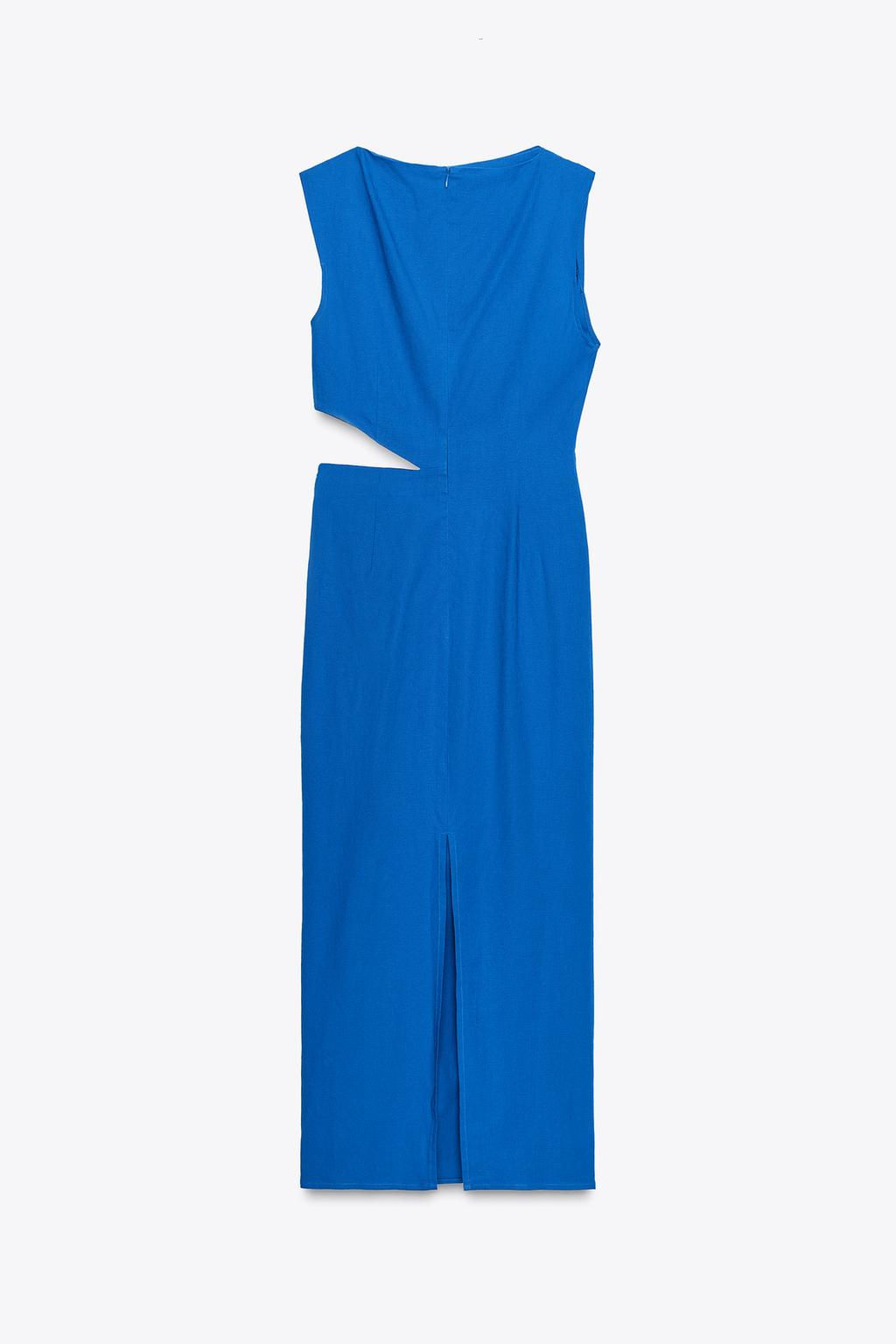 CUT-OUT MIDI DRESS WITH LINEN - Zara фото 6