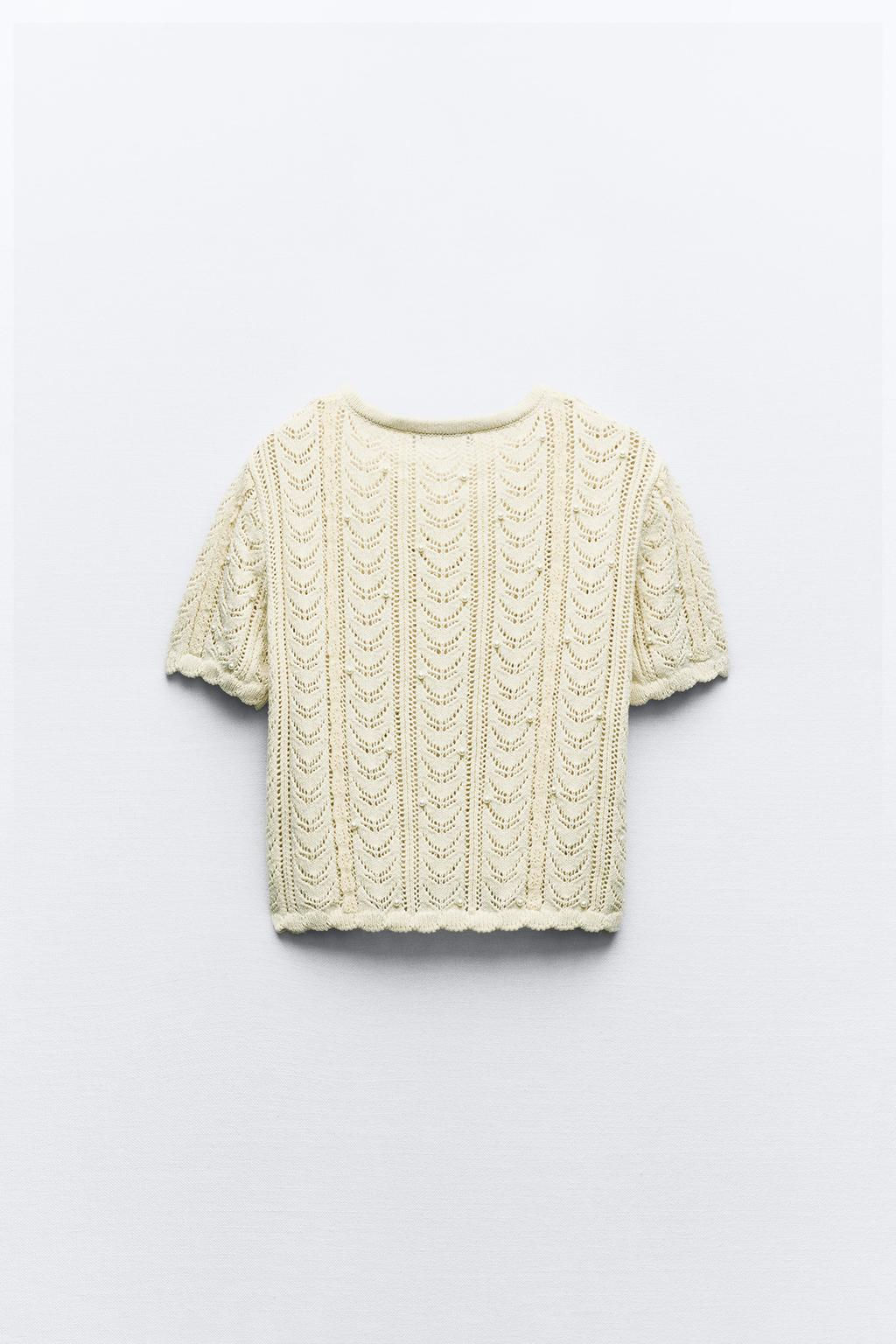 KNIT ROMANTIC TOP WITH LACE AND FAUX PEARLS - Zara фото 5
