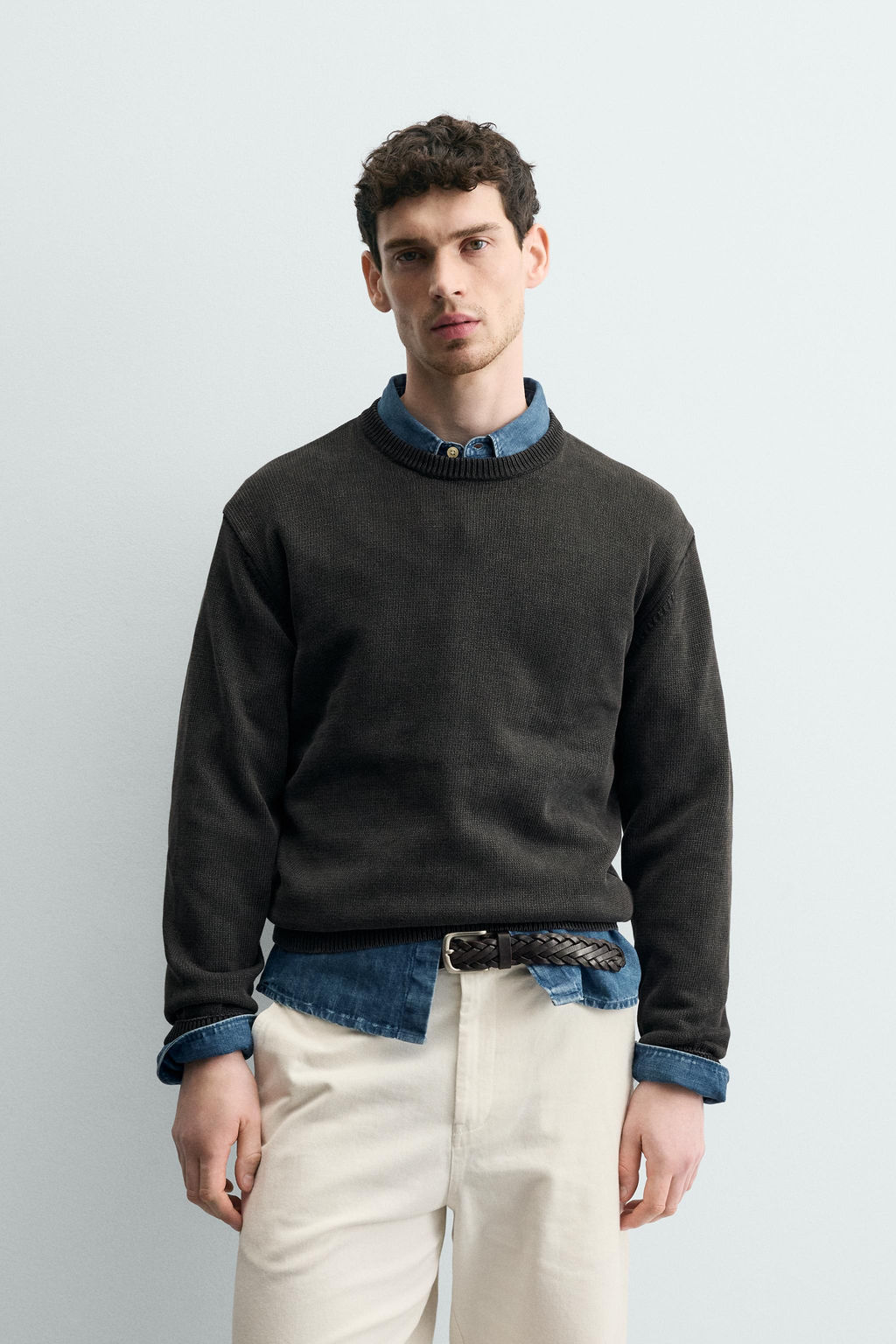 JERSEY ESTRUCTURA LAVADA ALGOD?N / Negro - Zara фото 2