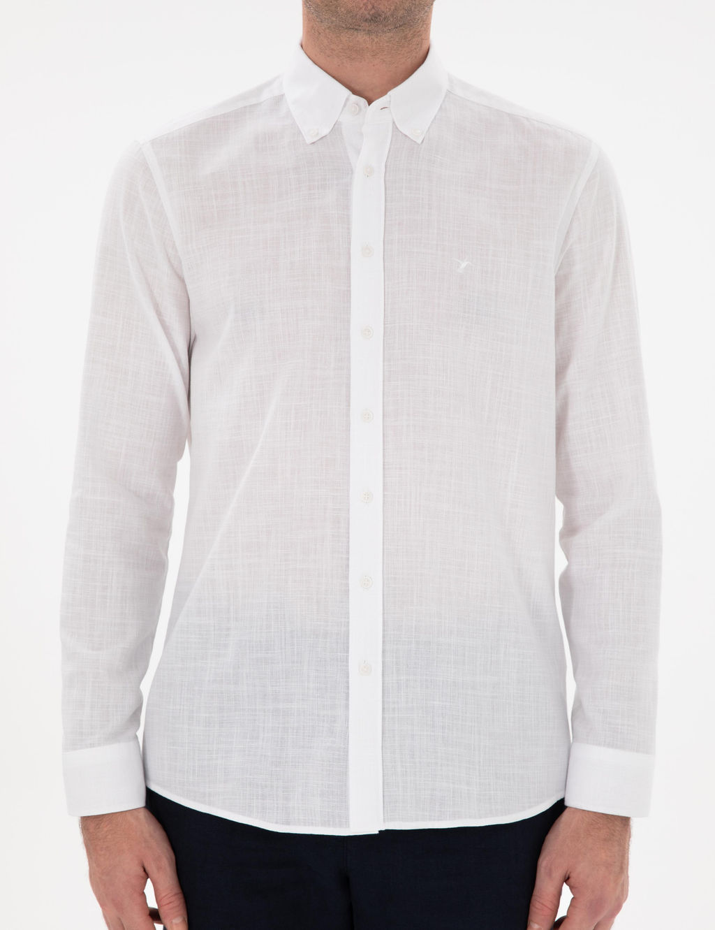 Beyaz Regular Fit D__meli Yaka Pamuklu G_mlek - Cacharel фото 6