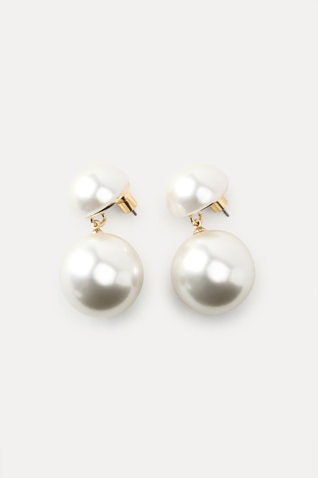 DOUBLE FAUX PEARL EARRINGS - Zara фото 4