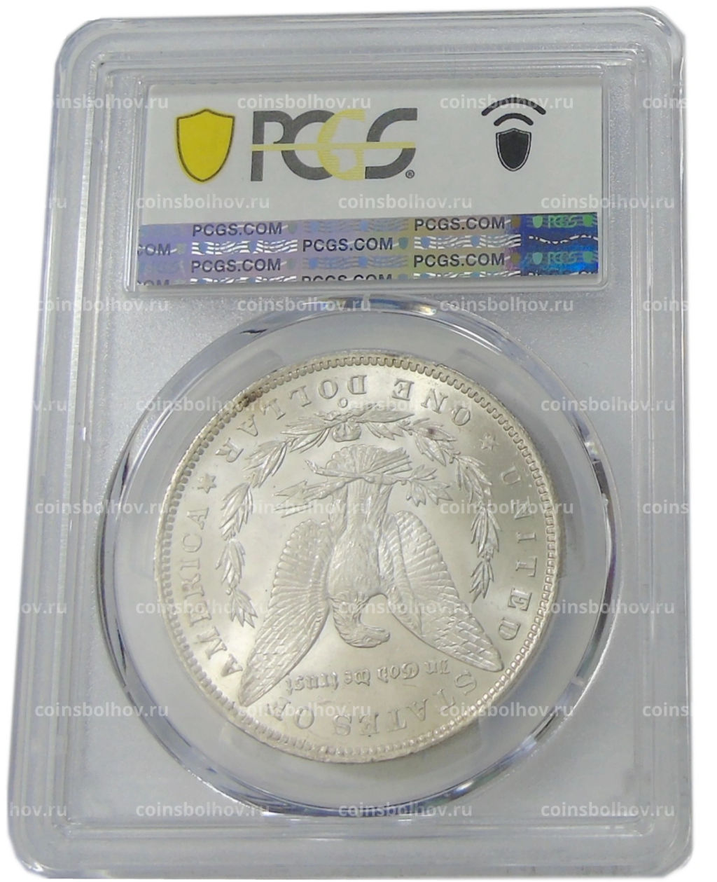 1 доллар 1885 года O США Доллар Моргана (в слабе PCGS MS 63)