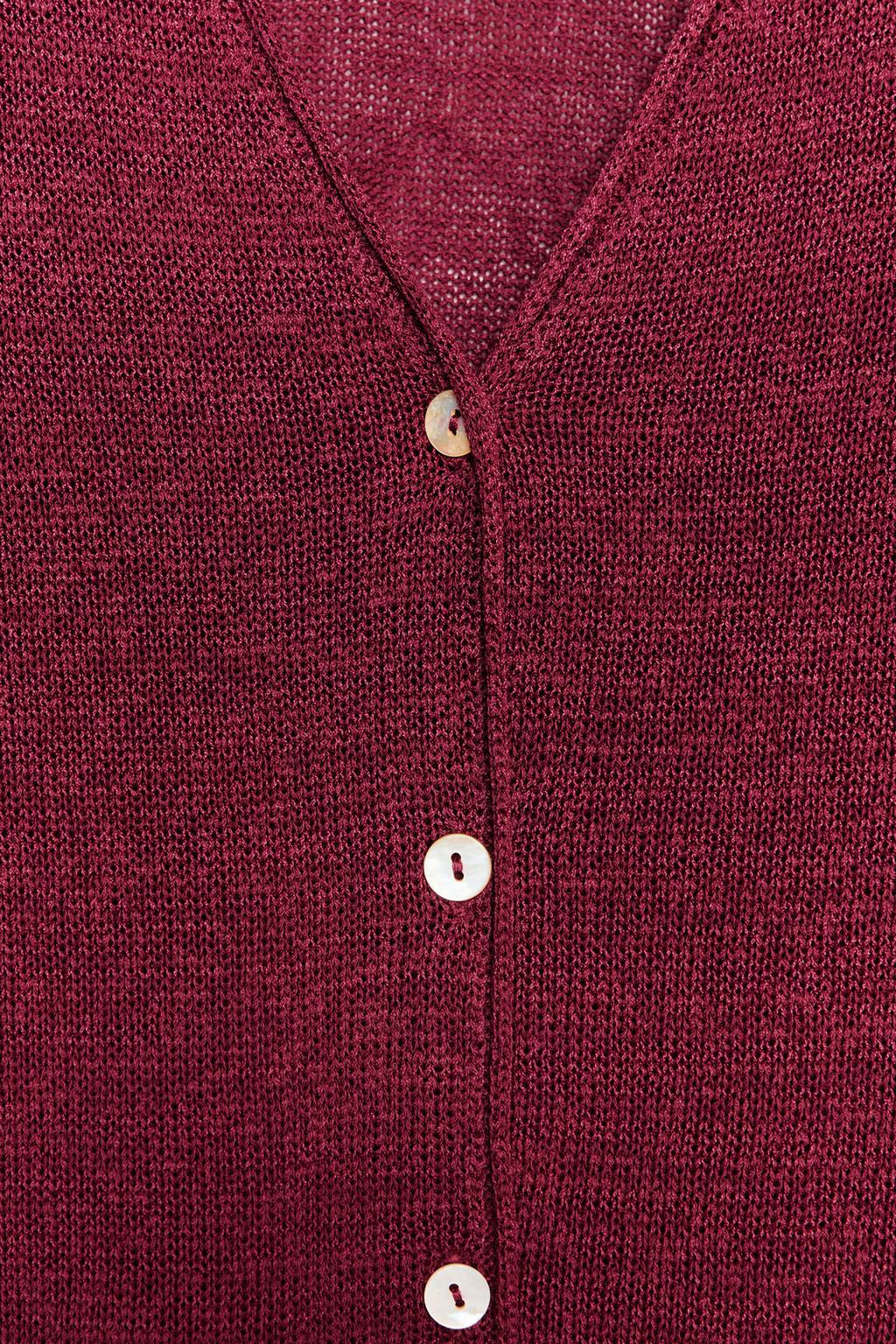 KNIT LINEN BLEND CARDIGAN - Zara фото 6