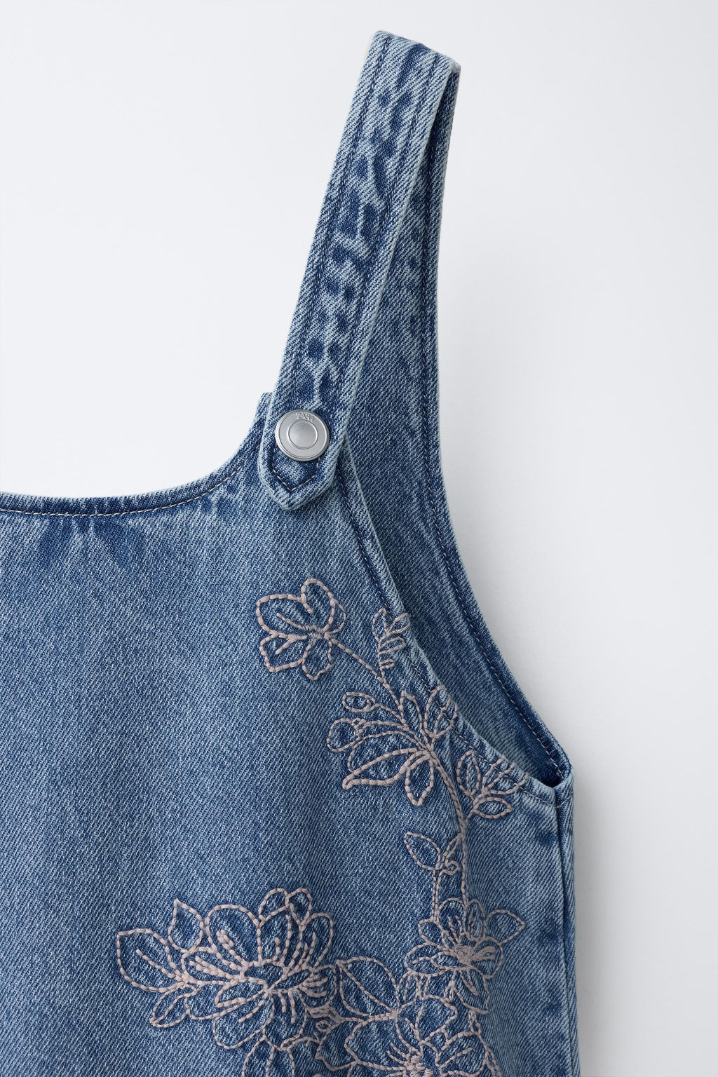 VESTIDO DENIM FLORES BORDADAS / Azul - Zara фото 5