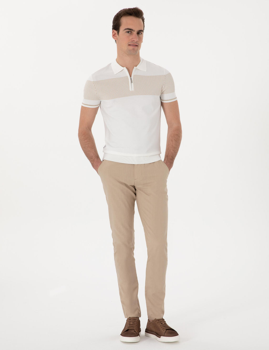 Bej Slim Fit Keten G_r_n_ml_ Kanvas Pantolon - Pierre cardin фото 3