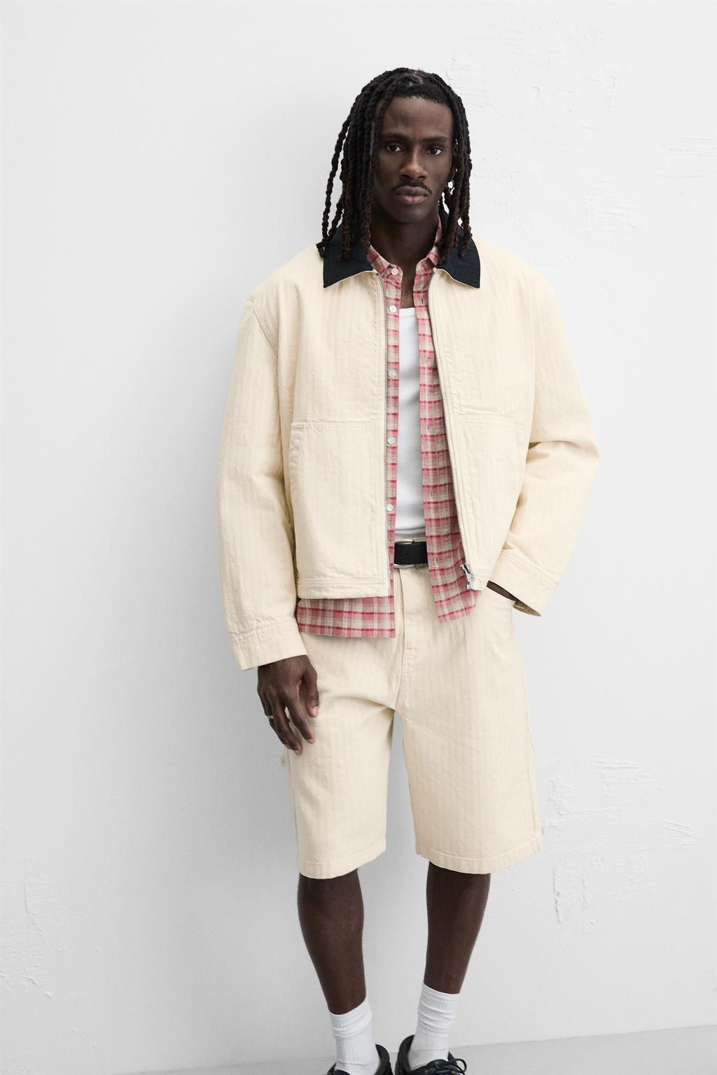 STRIPED TEXTURED BERMUDA SHORTS - Zara фото 6