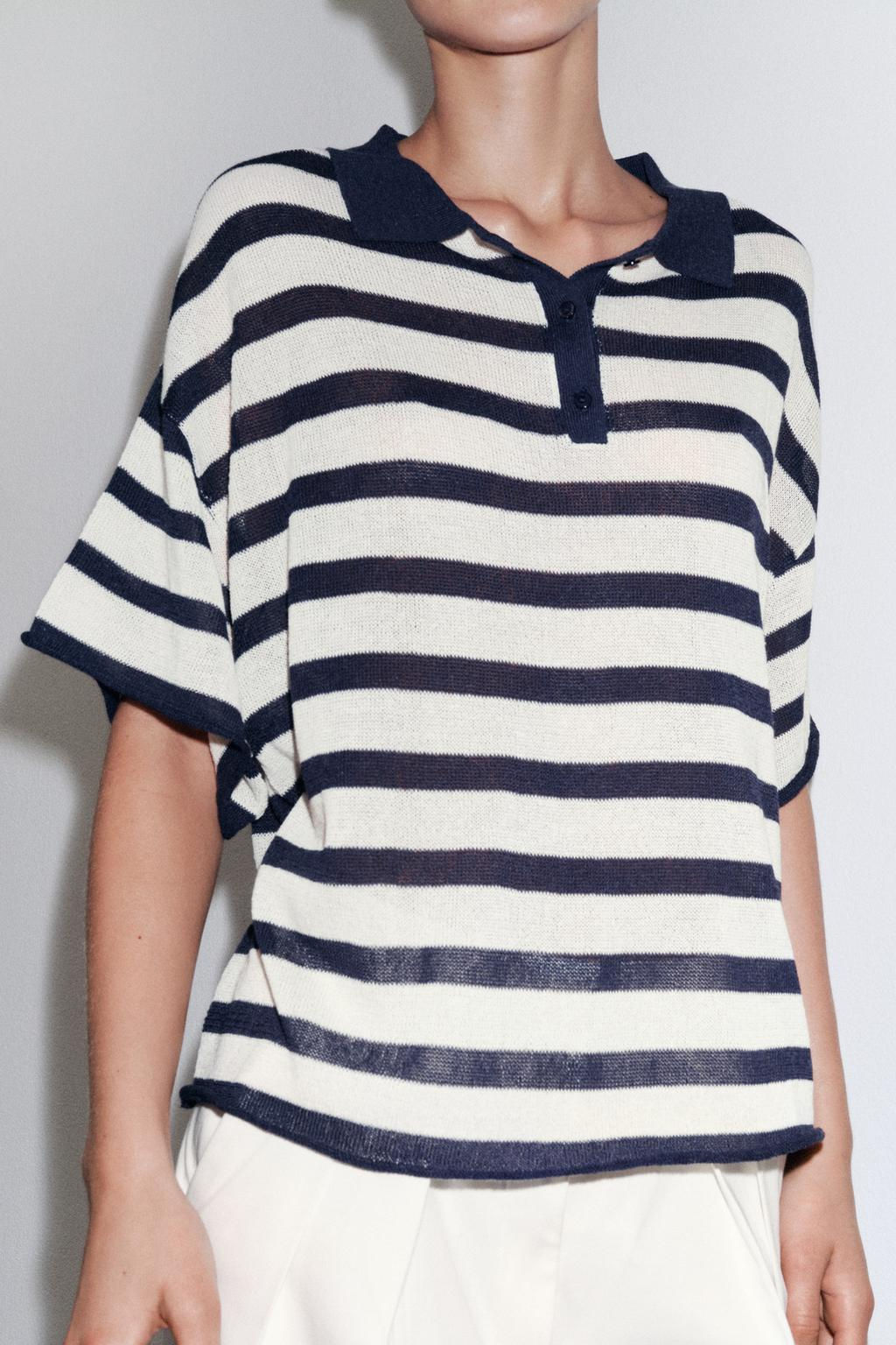 STRIPED KNIT POLO SHIRT - Zara фото 3