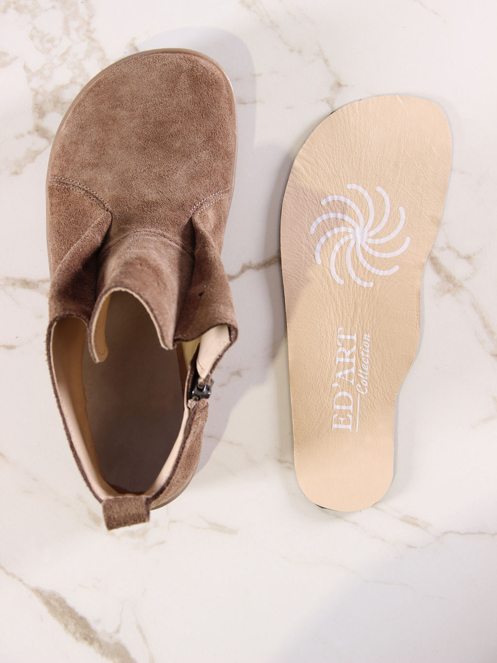 Босоногие ботинки 352.К.NATAbr.Серо-коричневая замша/кожаная подкладка