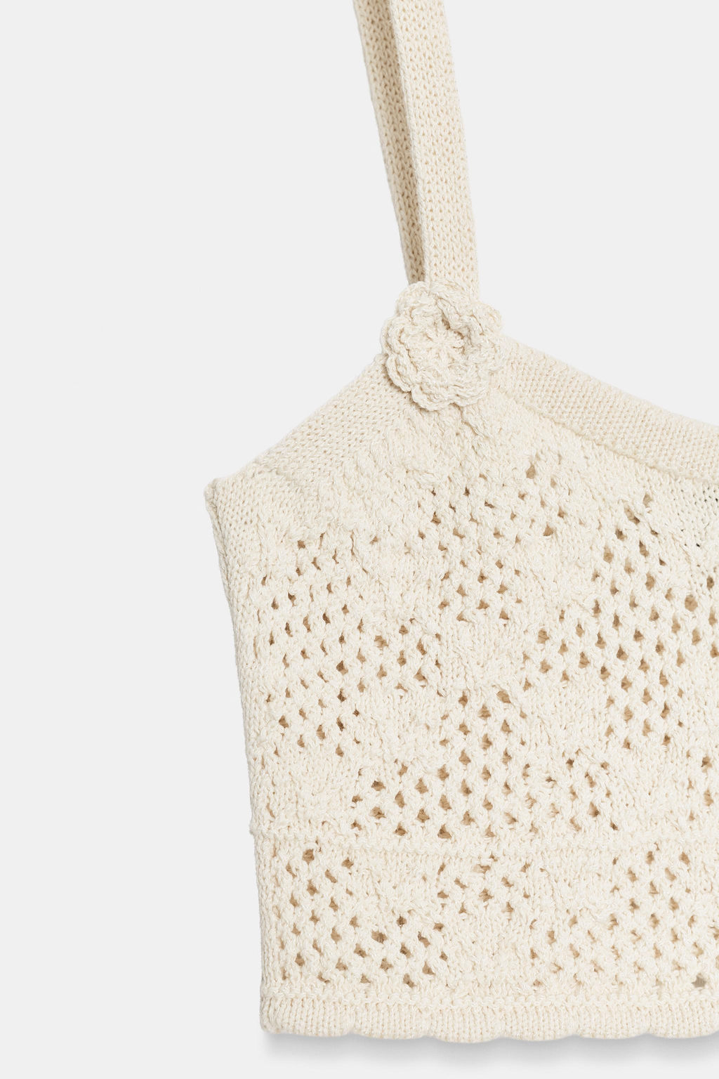 TOP PUNTO POINTELLE FLORES / Beige claro