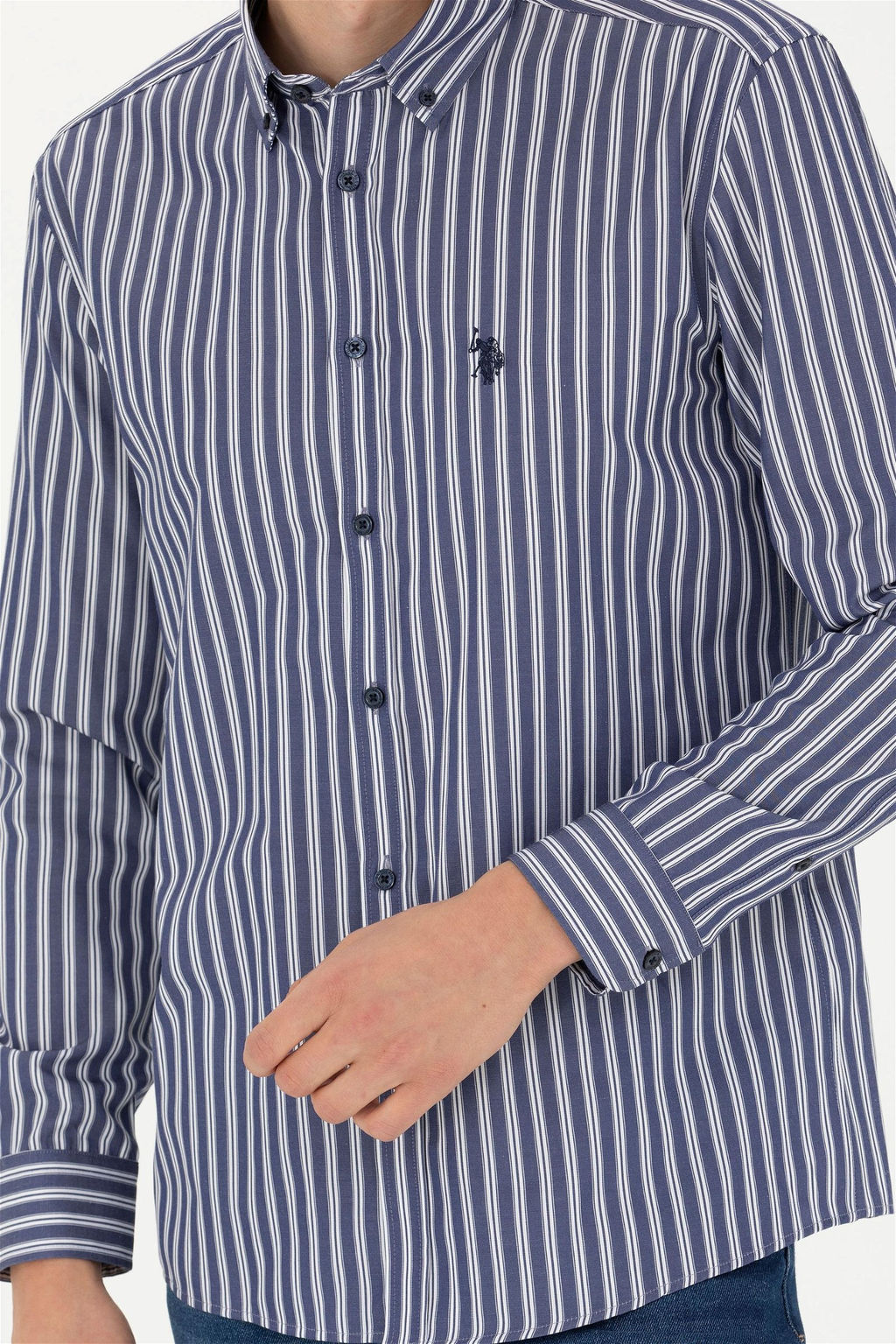 Мужская темно-синяя рубашка с длинным рукавом - U.s. polo assn фото 6