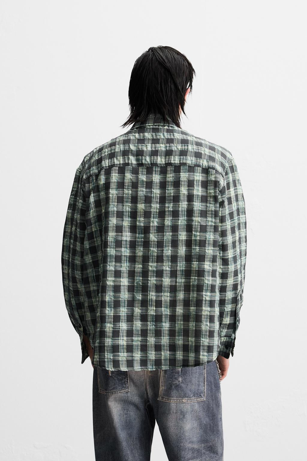 CREASED-EFFECT CHECK SHIRT - Zara фото 3