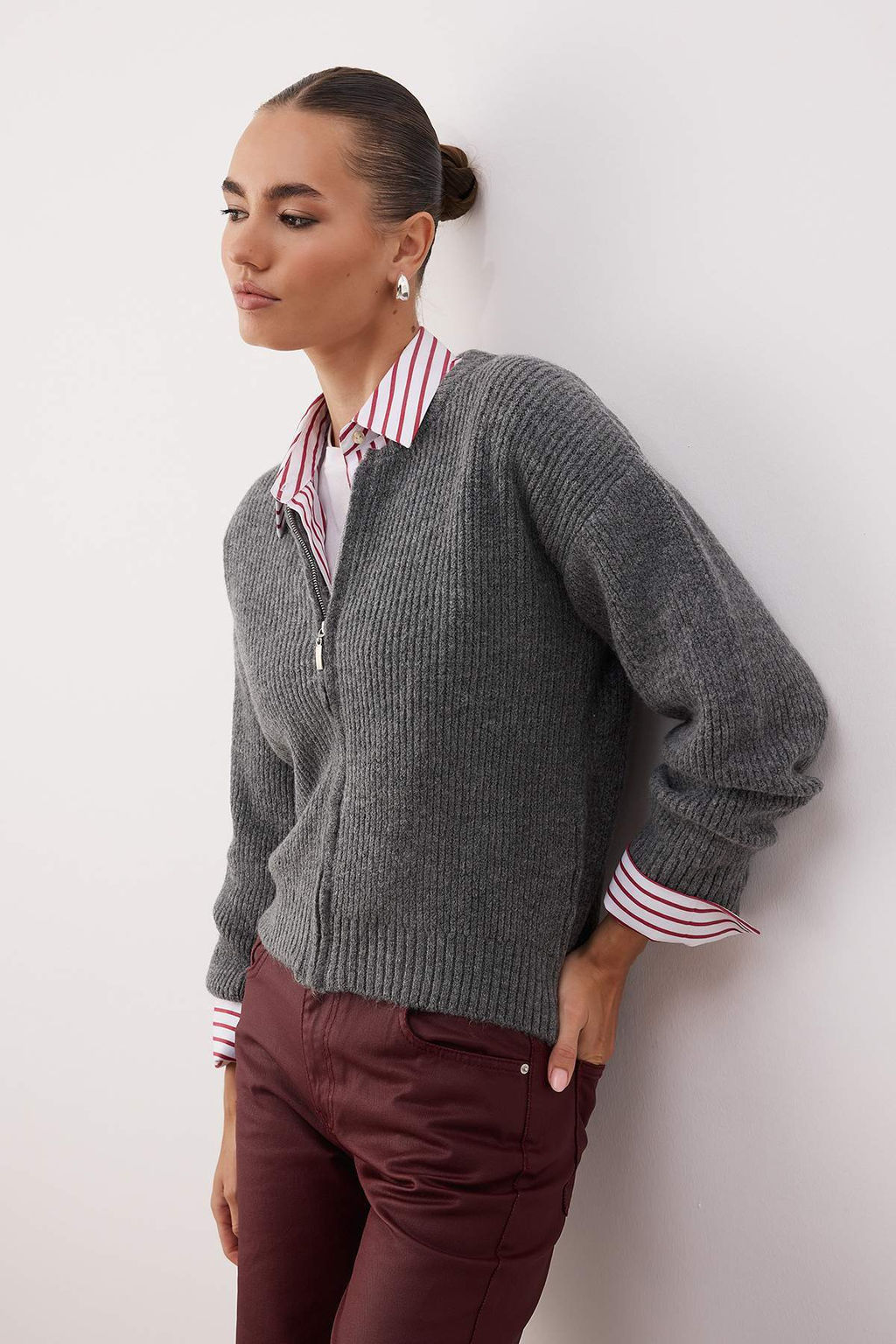 Gri Yumusak Dokulu Basic Triko H?rka TWOAW26HI00284