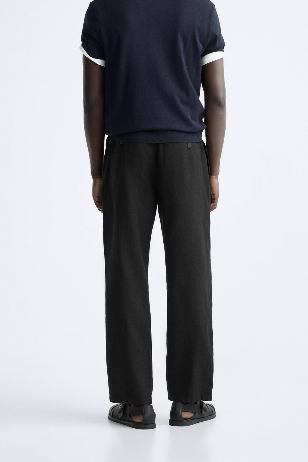 PLEATED COTTON - LINEN TROUSERS - Zara фото 13