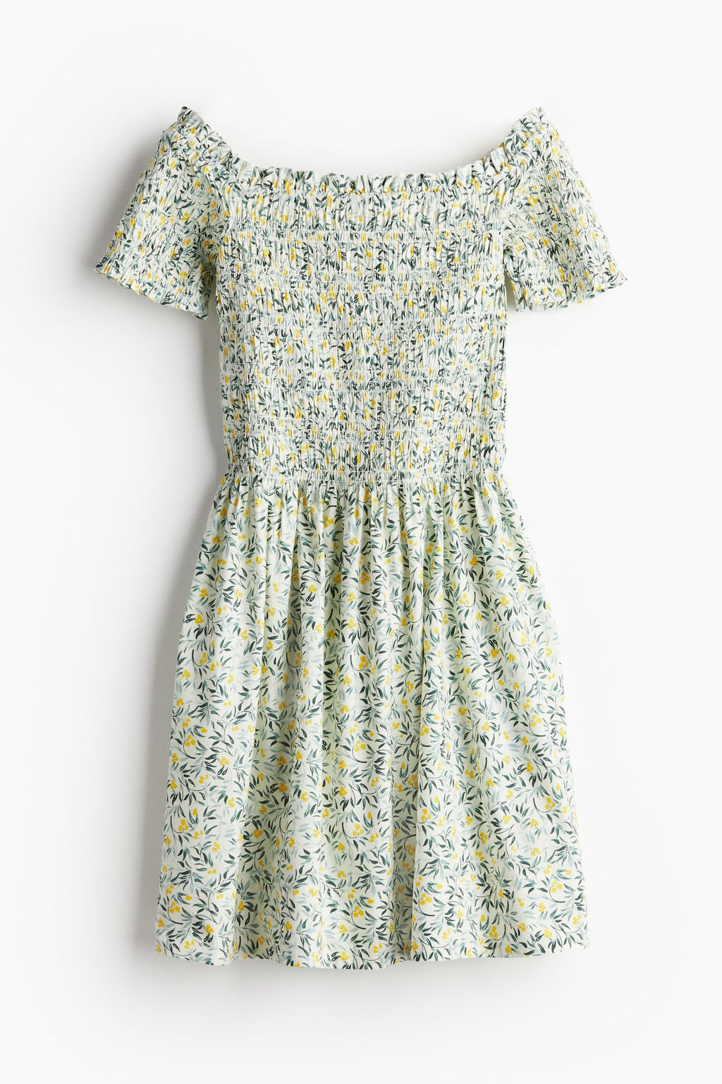Vestido off-the-shoulder con cuerpo nido de abeja - H&m фото 5