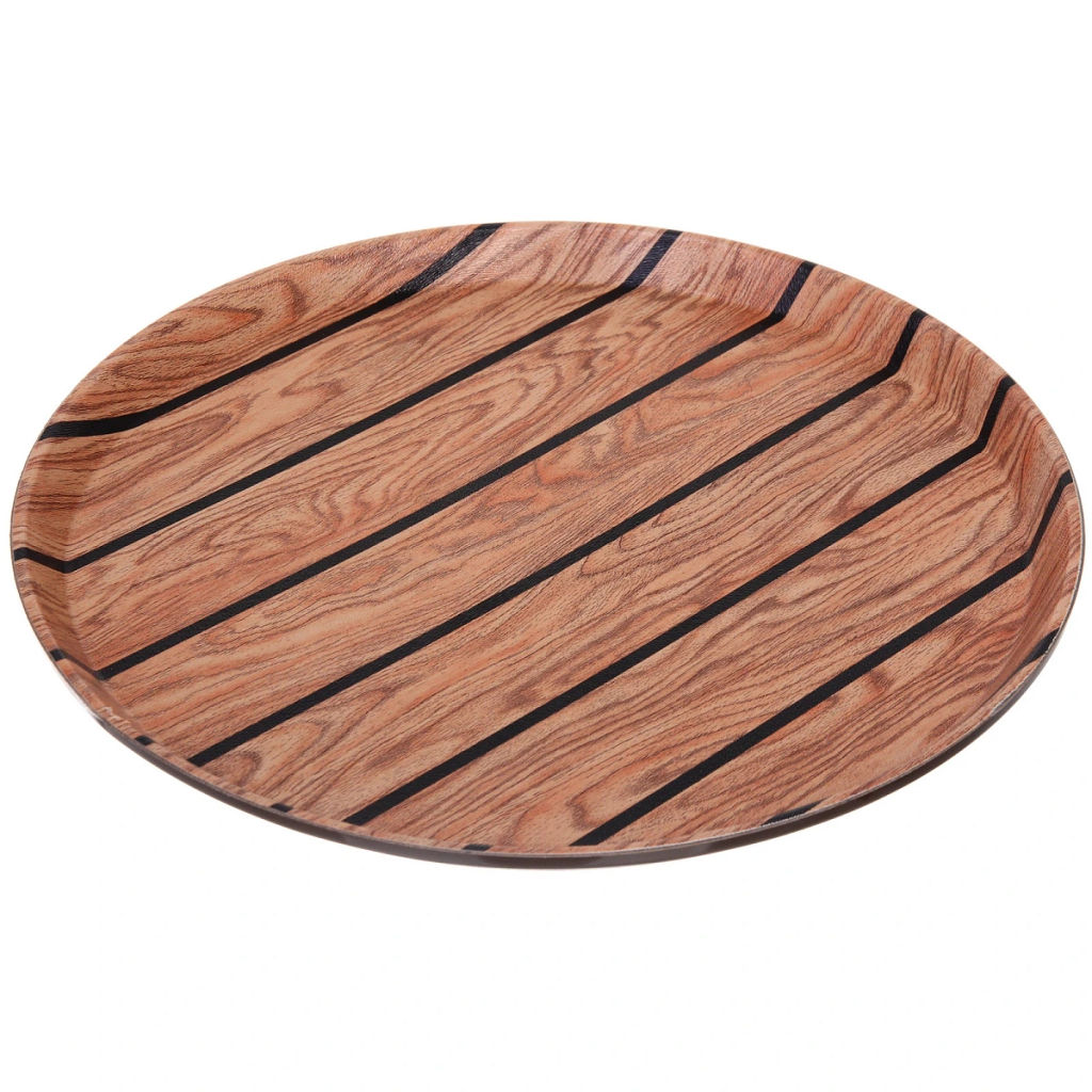 Цена за 2 шт. Поднос пластиковый "WOOD" 35см черная полоса