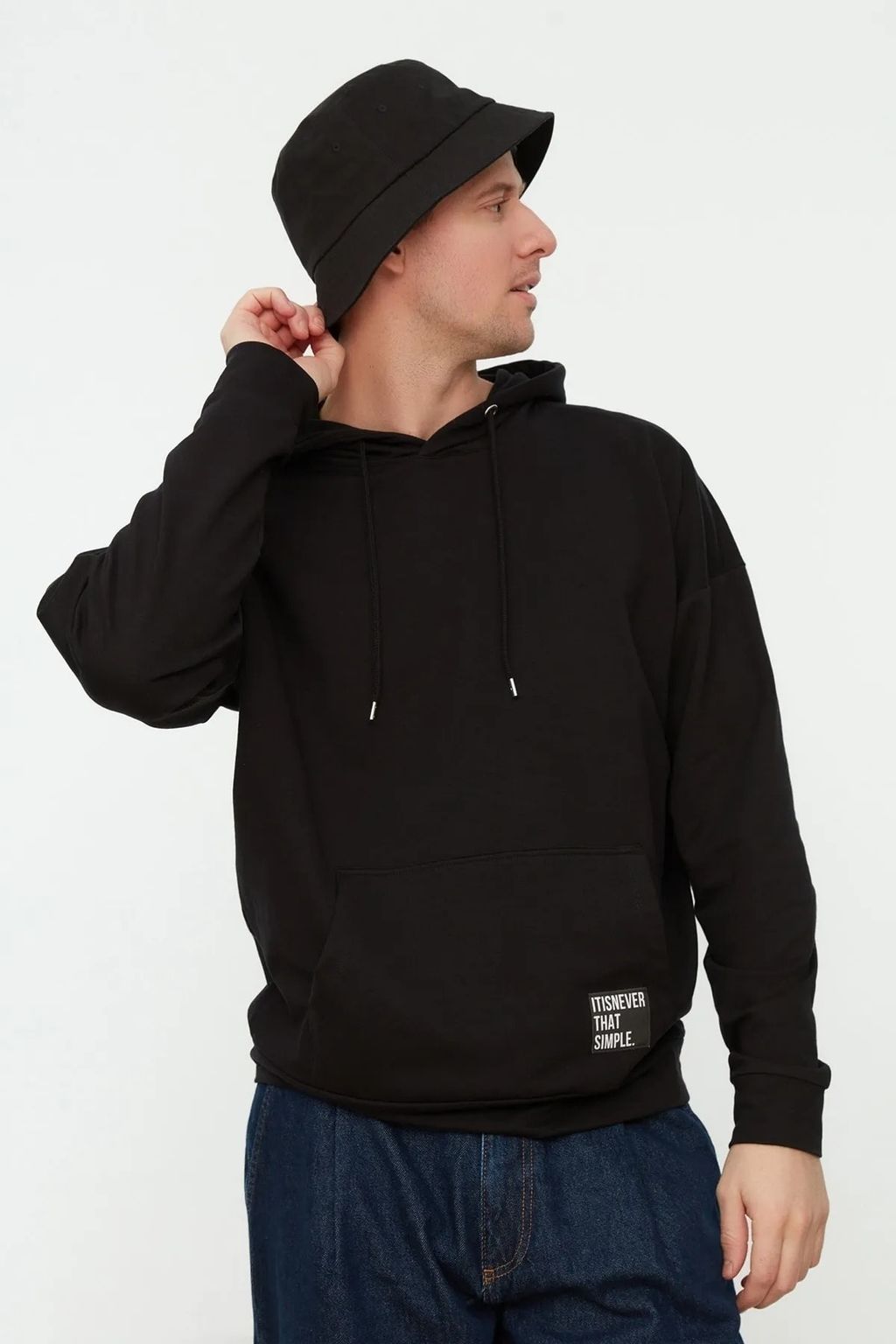 TRENDYOL MAN Bordo Kapusonlu Oversize/Genis Kesim Uzun Kol Etiketli Sweatshirt TMNSS21SW0221 - Trendyolmilla фото 3